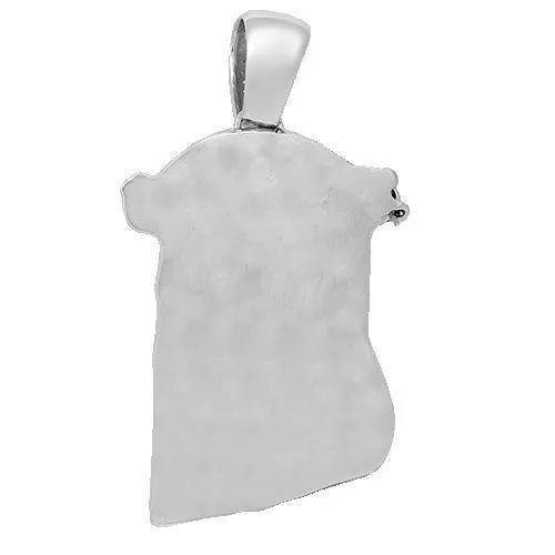 14K Solid White Gold Mens Diamond Jesus Head Pendant 17.00 Ctw