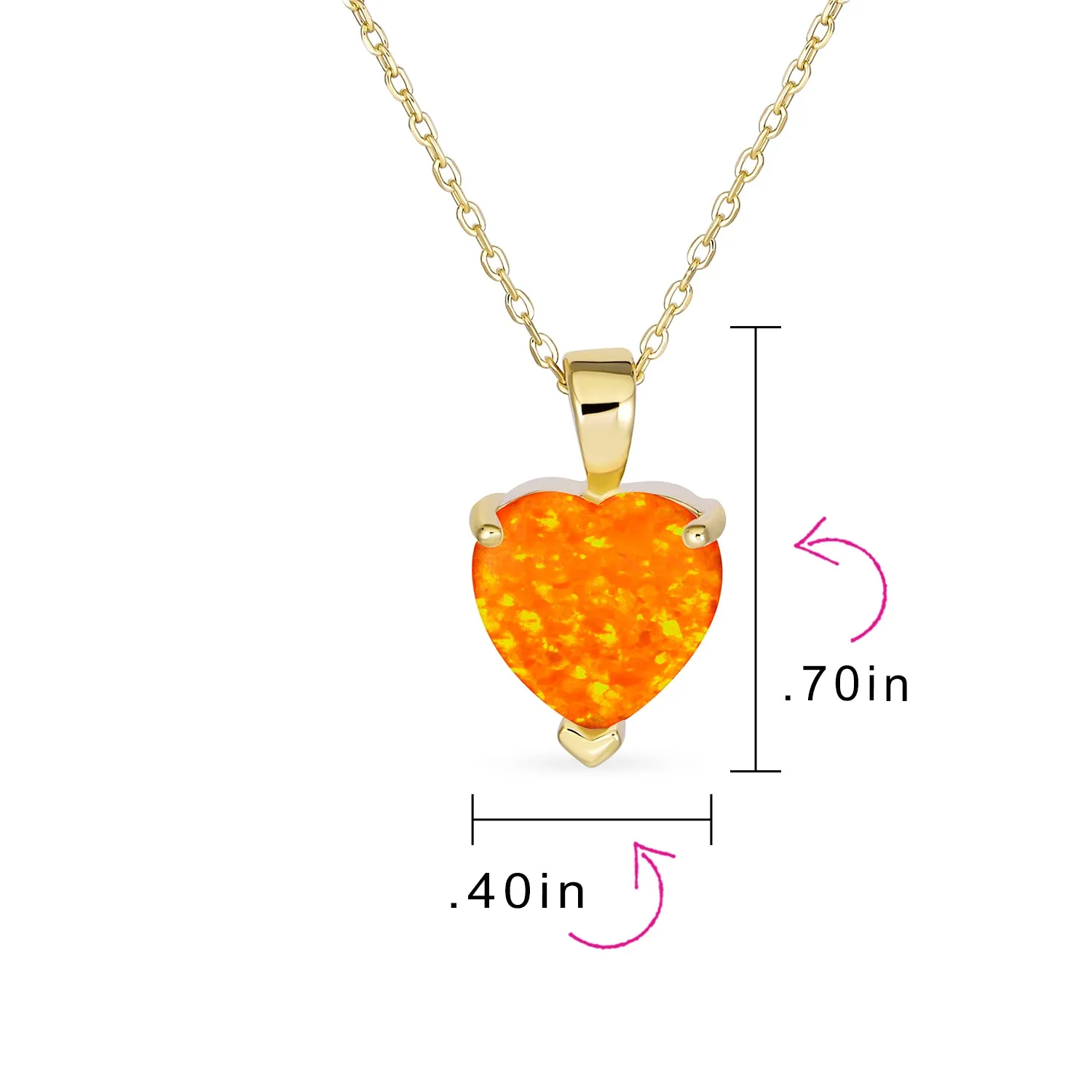 5CT Solitaire Heart White Orange Opal Pendant Necklace Gold 925 Silver