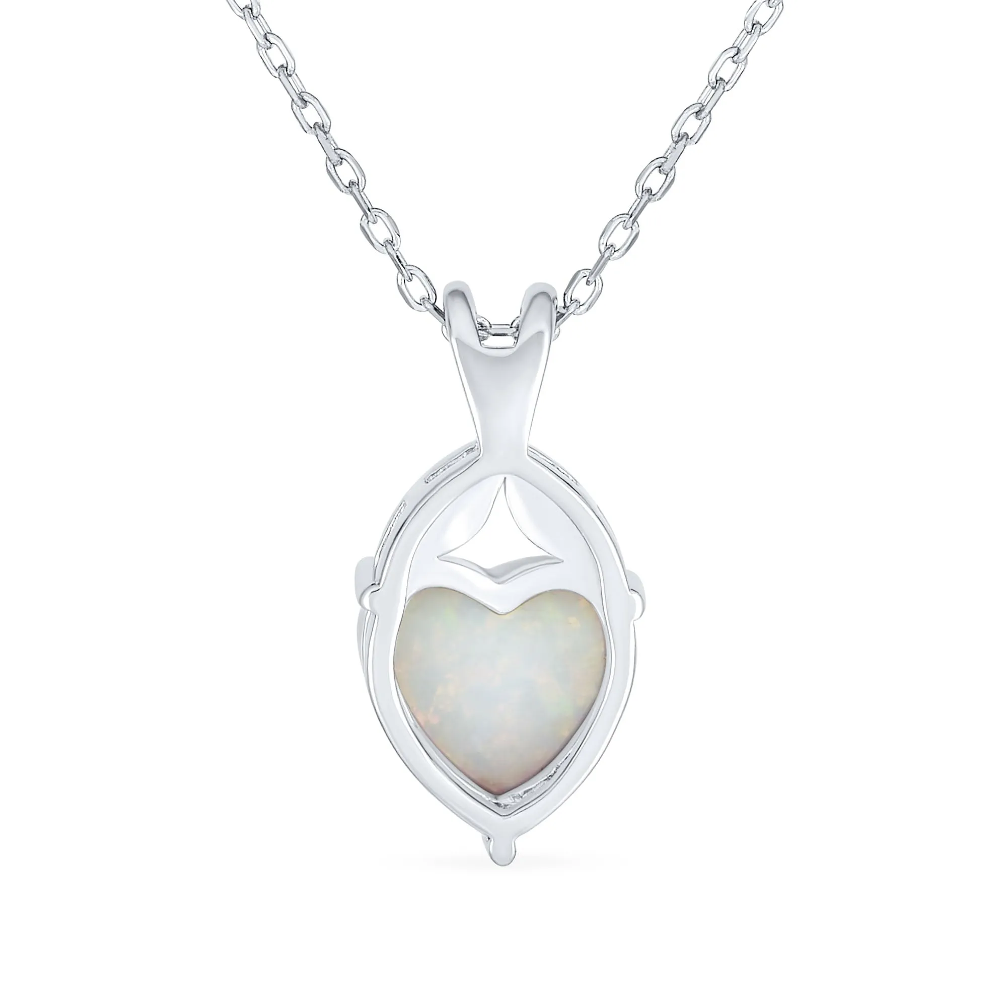 5CT Solitaire Heart White Orange Opal Pendant Necklace Gold 925 Silver