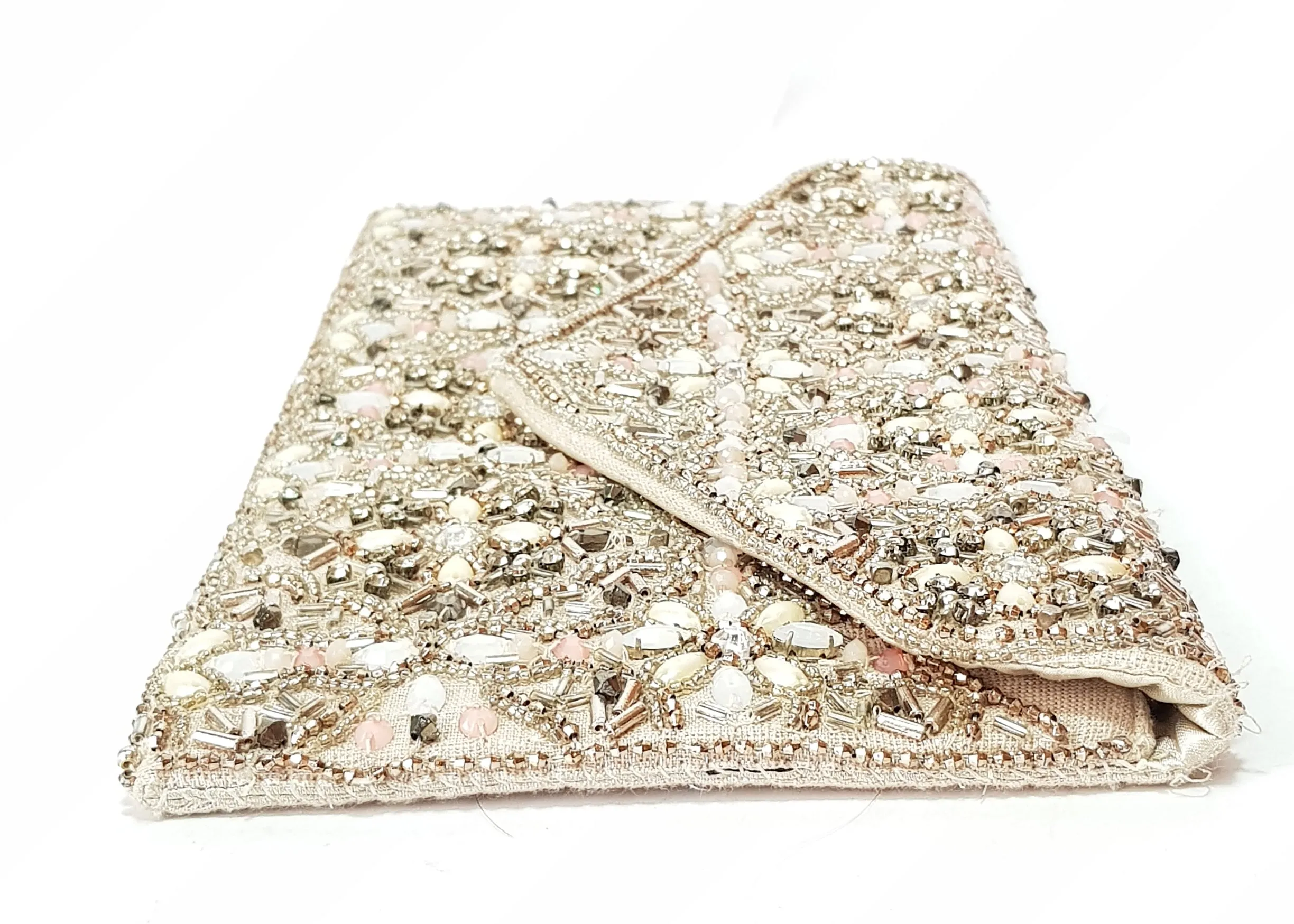 Accessorize Pink & Beige Sequins Clutch | Gently Used |