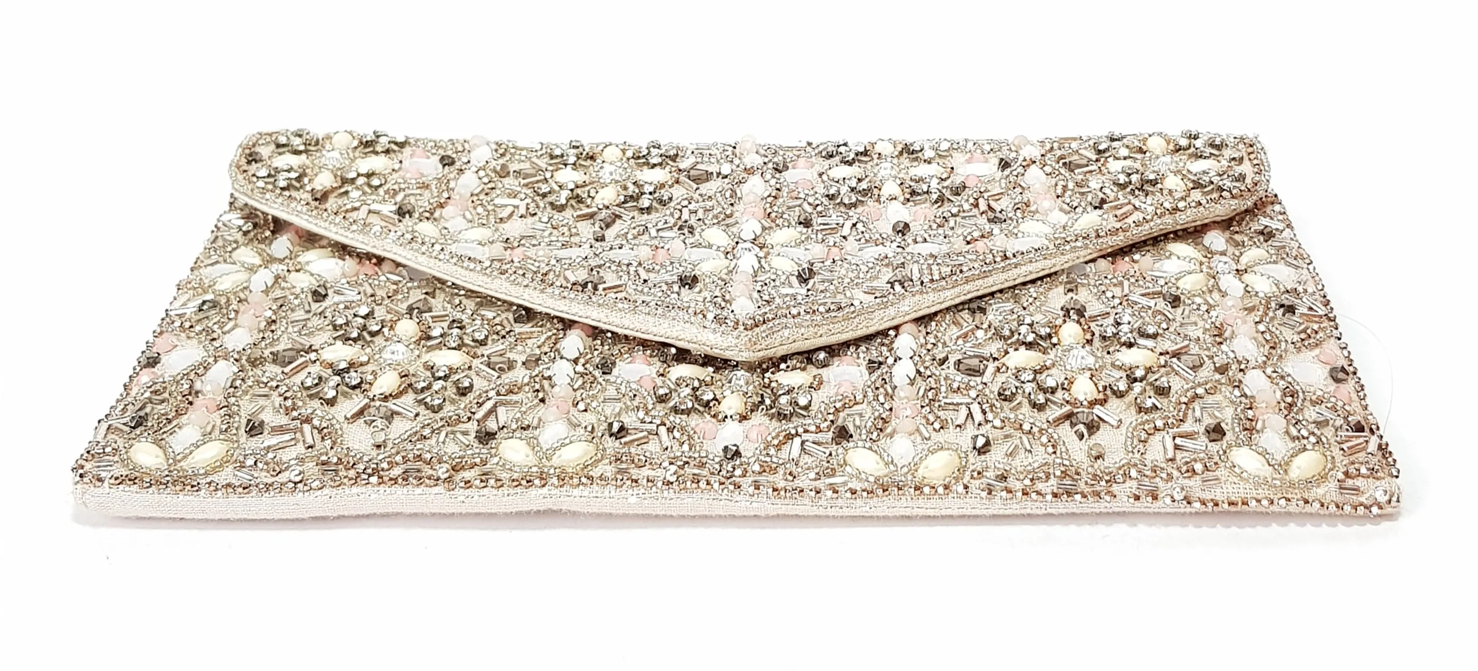 Accessorize Pink & Beige Sequins Clutch | Gently Used |