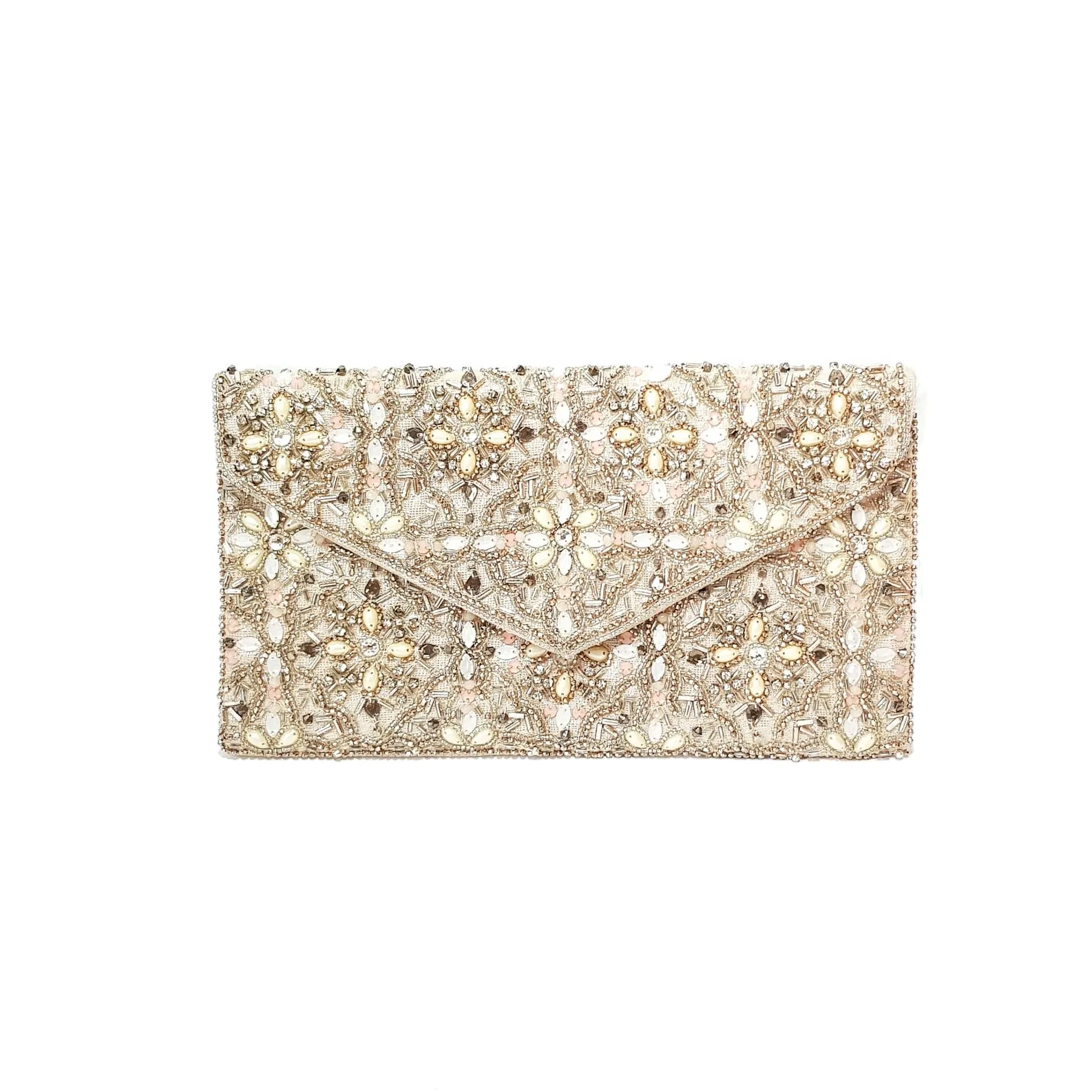 Accessorize Pink & Beige Sequins Clutch | Gently Used |