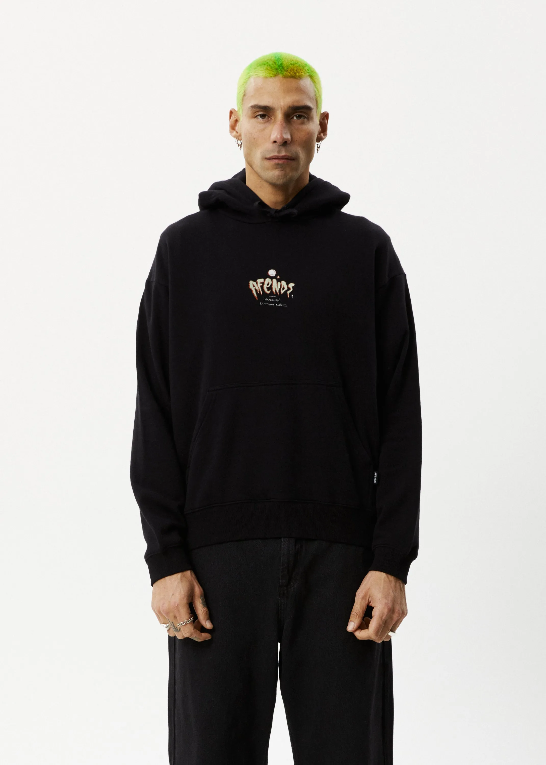 AFENDS Mens Enjoyment - Pull On Hood - Black