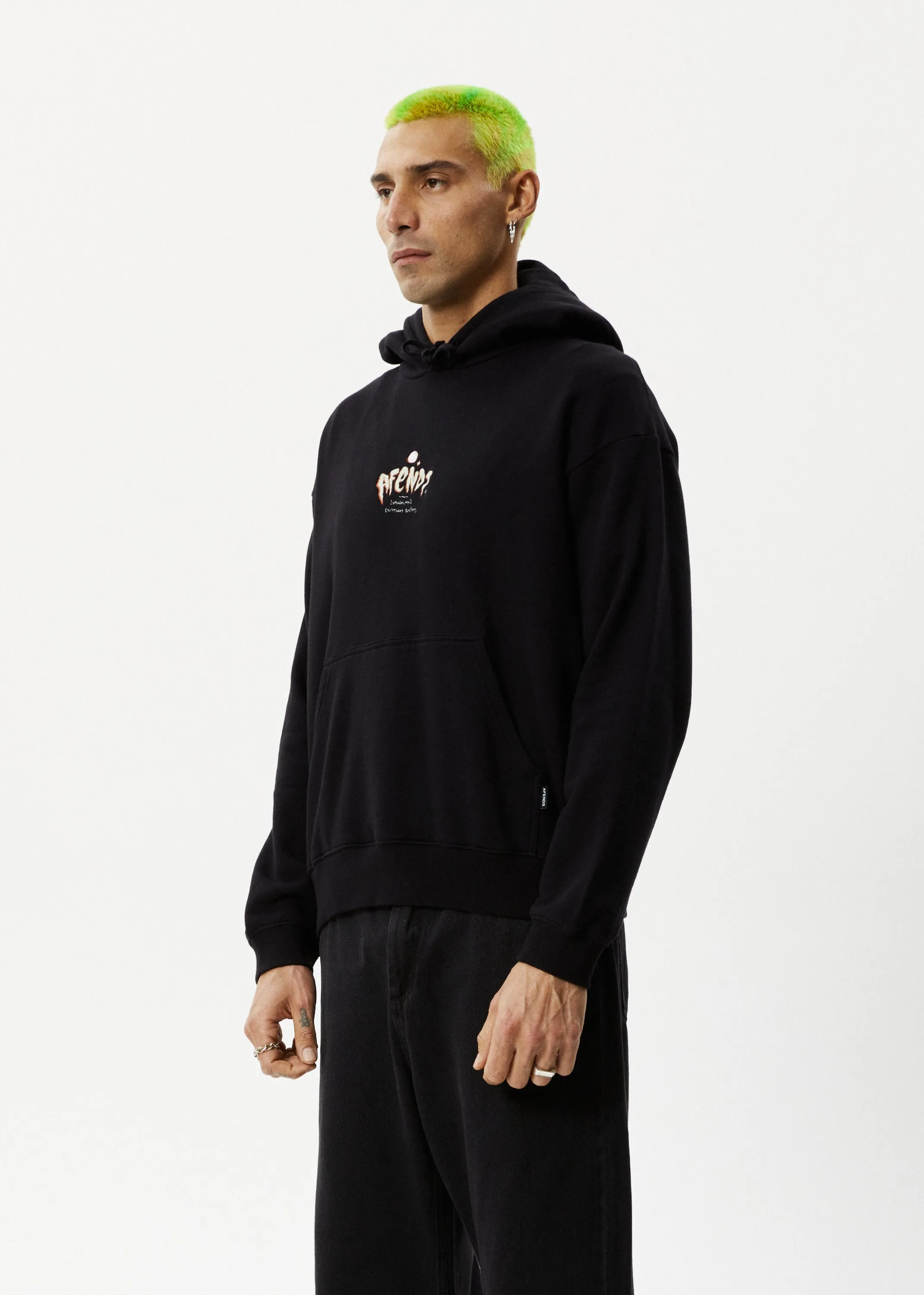 AFENDS Mens Enjoyment - Pull On Hood - Black