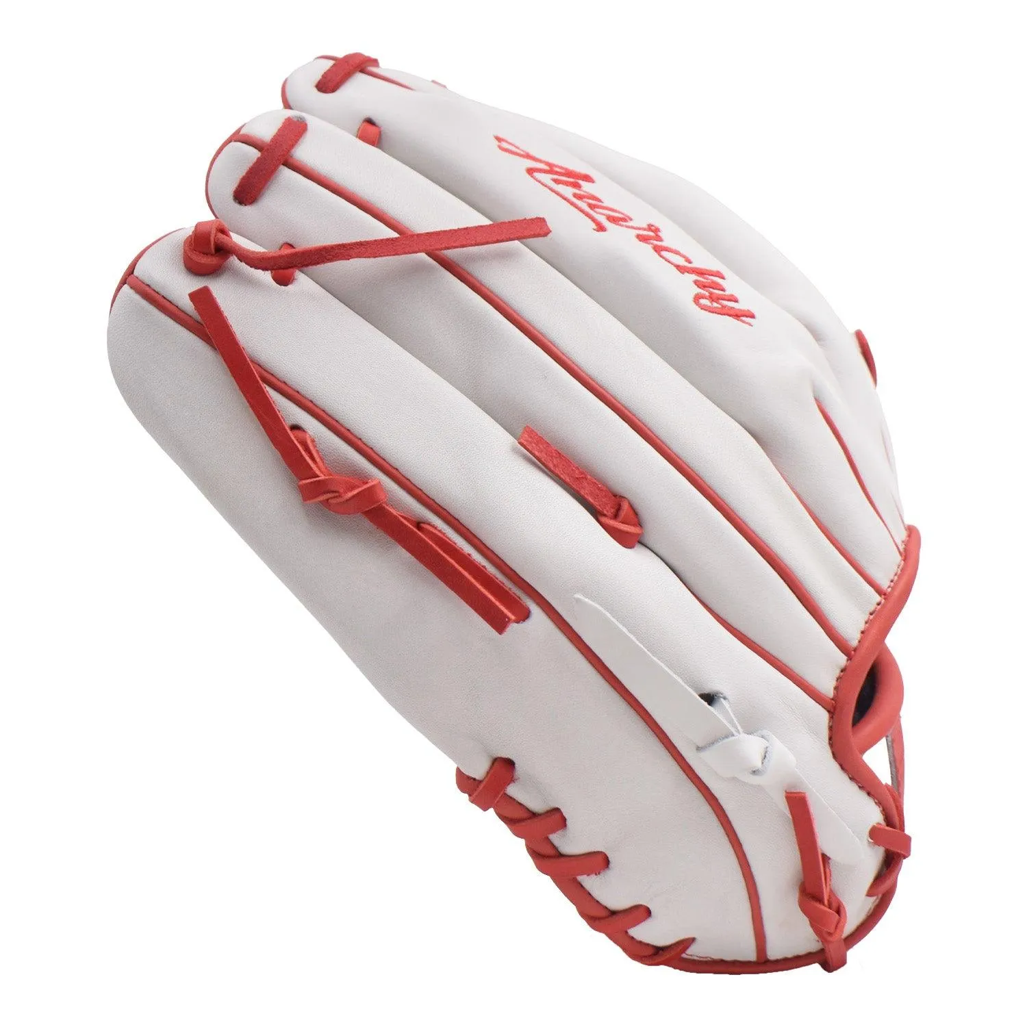 Anarchy Kip Leather Premium Softball Fielding Glove - AFG003 (White/Red)