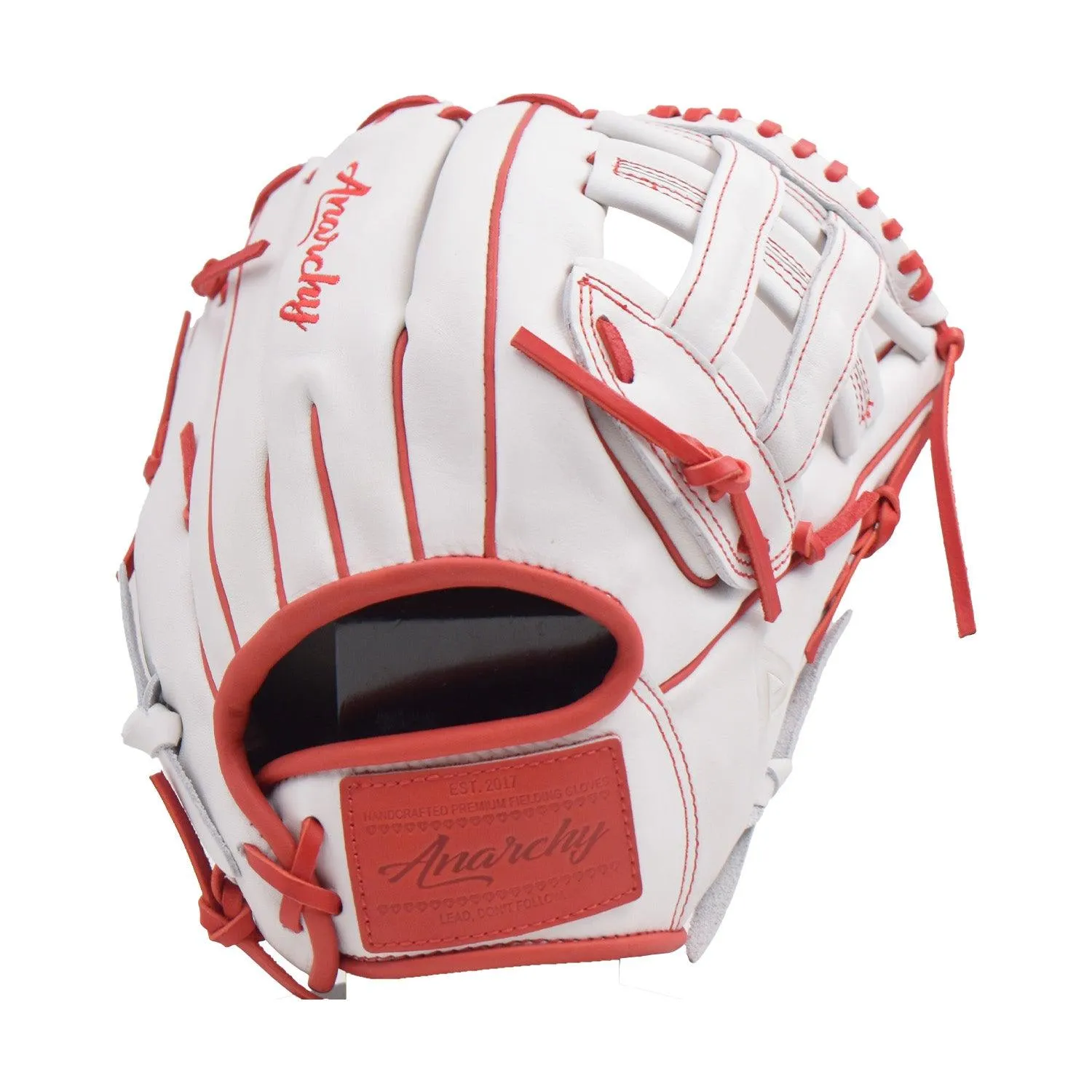 Anarchy Kip Leather Premium Softball Fielding Glove - AFG003 (White/Red)