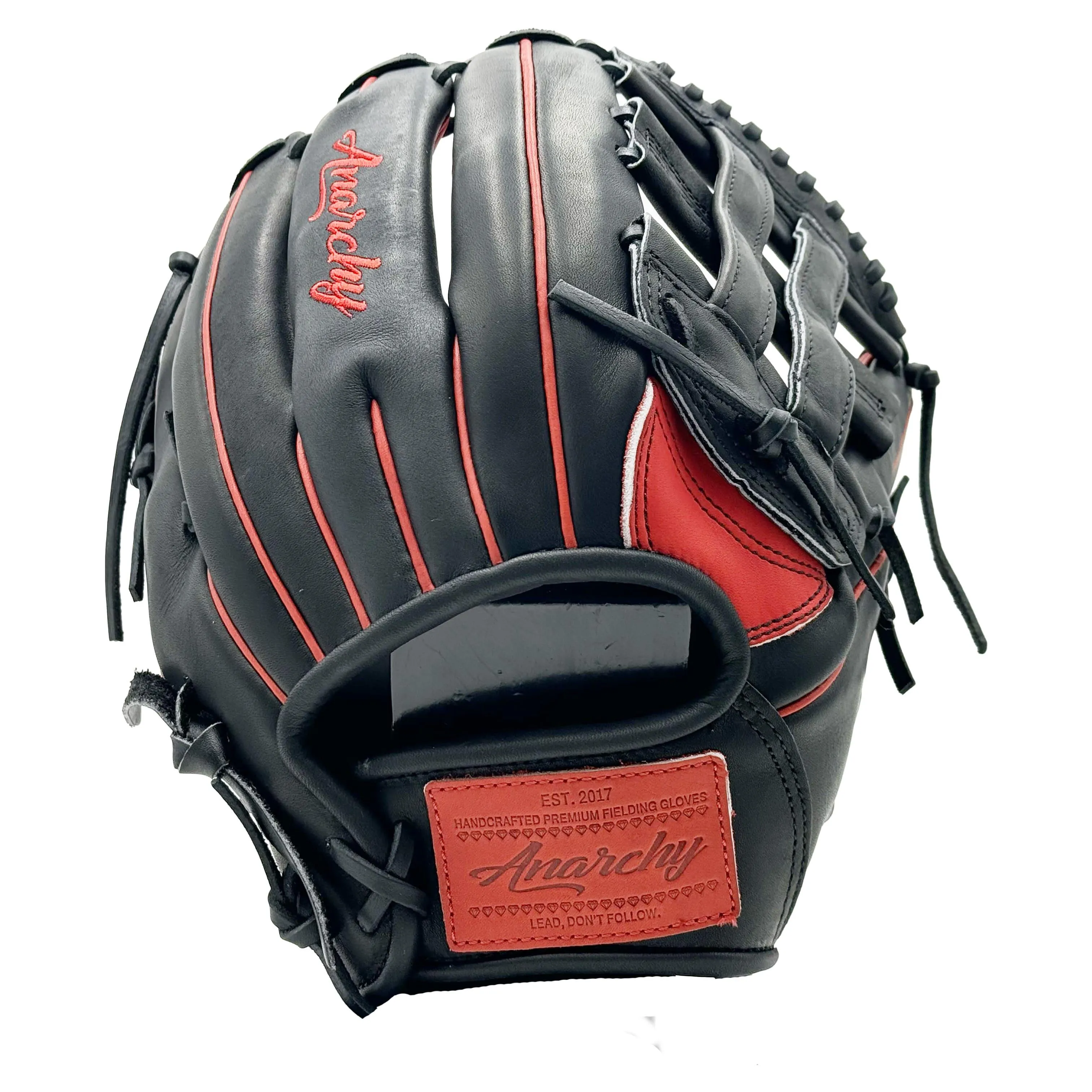 Anarchy Kip Leather Premium Softball Fielding Glove - AFG010 (Black/Red)