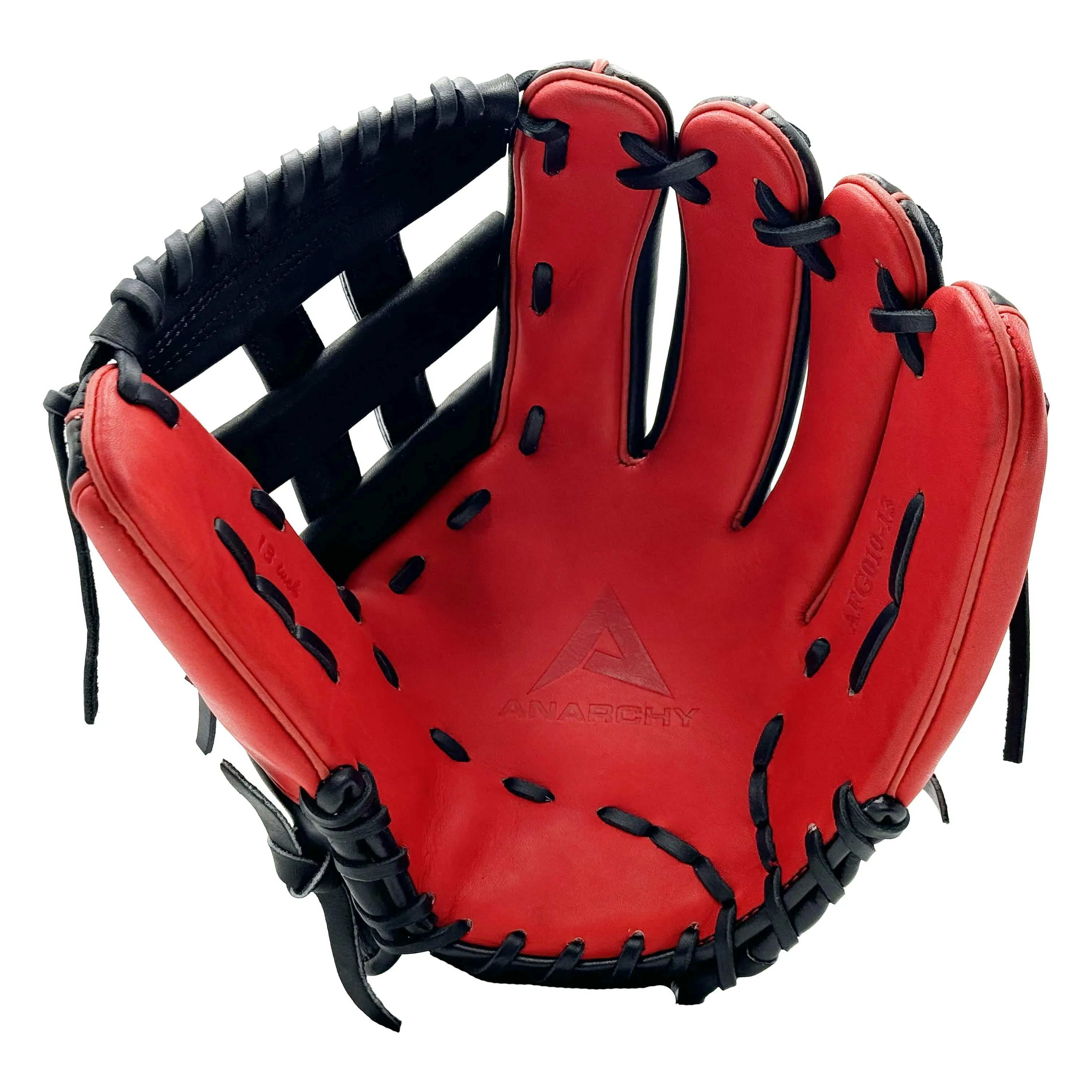 Anarchy Kip Leather Premium Softball Fielding Glove - AFG010 (Black/Red)