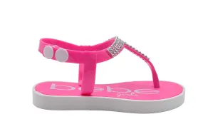 bebe Toddler Girls Sandal T-Strap with Rhinestone Strap Slip On Slide Shoe