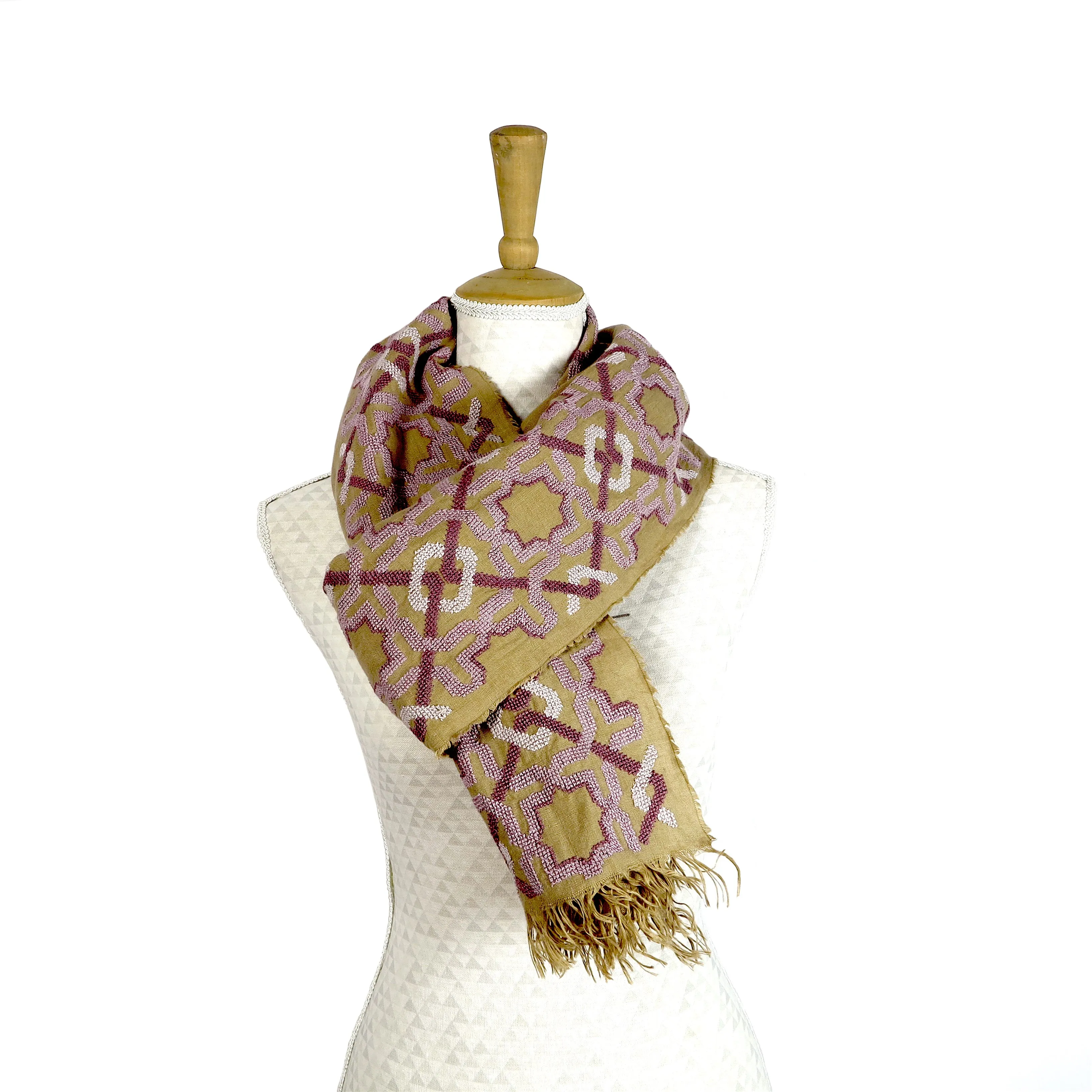 BEIGE LINEN SHAWL LAVENDER ALHAMBRA®