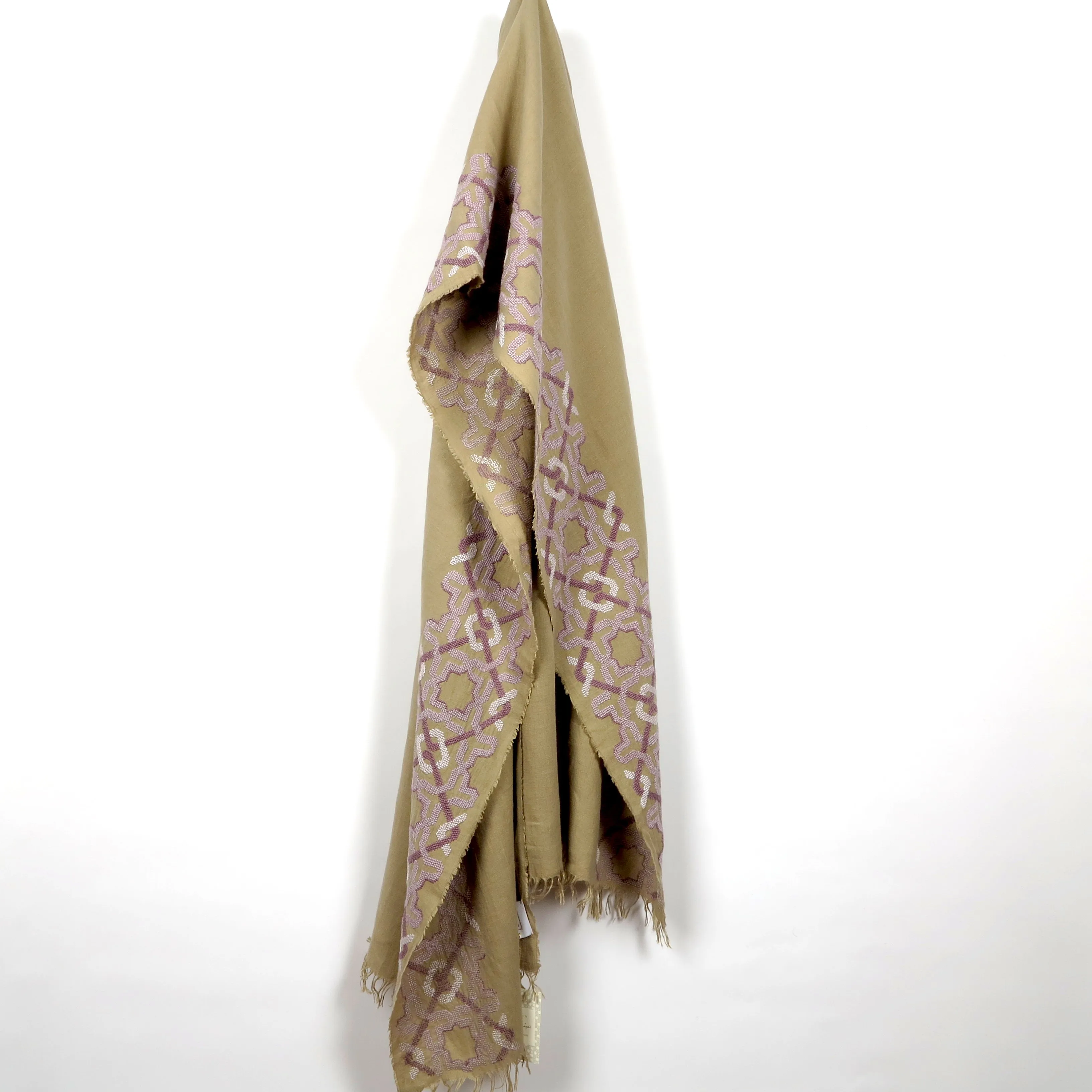 BEIGE LINEN SHAWL LAVENDER ALHAMBRA®