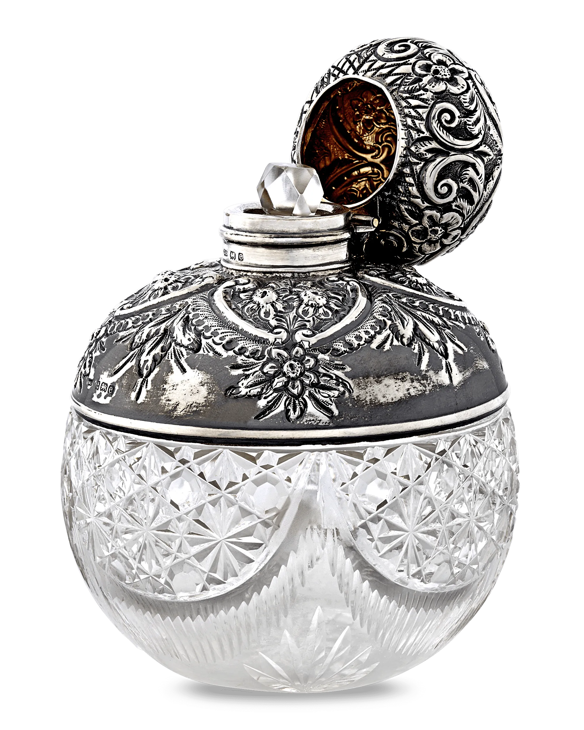 Birmingham Silver and Cut Glass Perfume Bottle