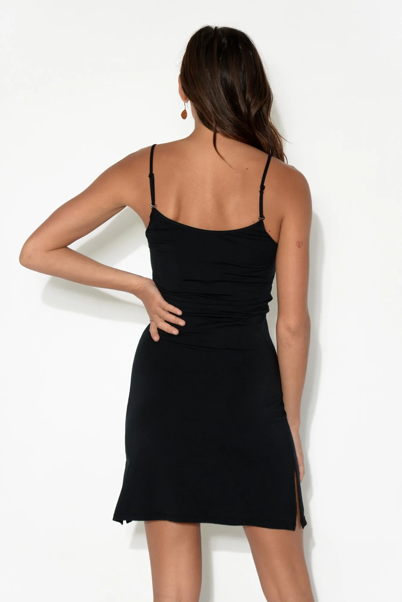 Black Micro Modal Slip Dress