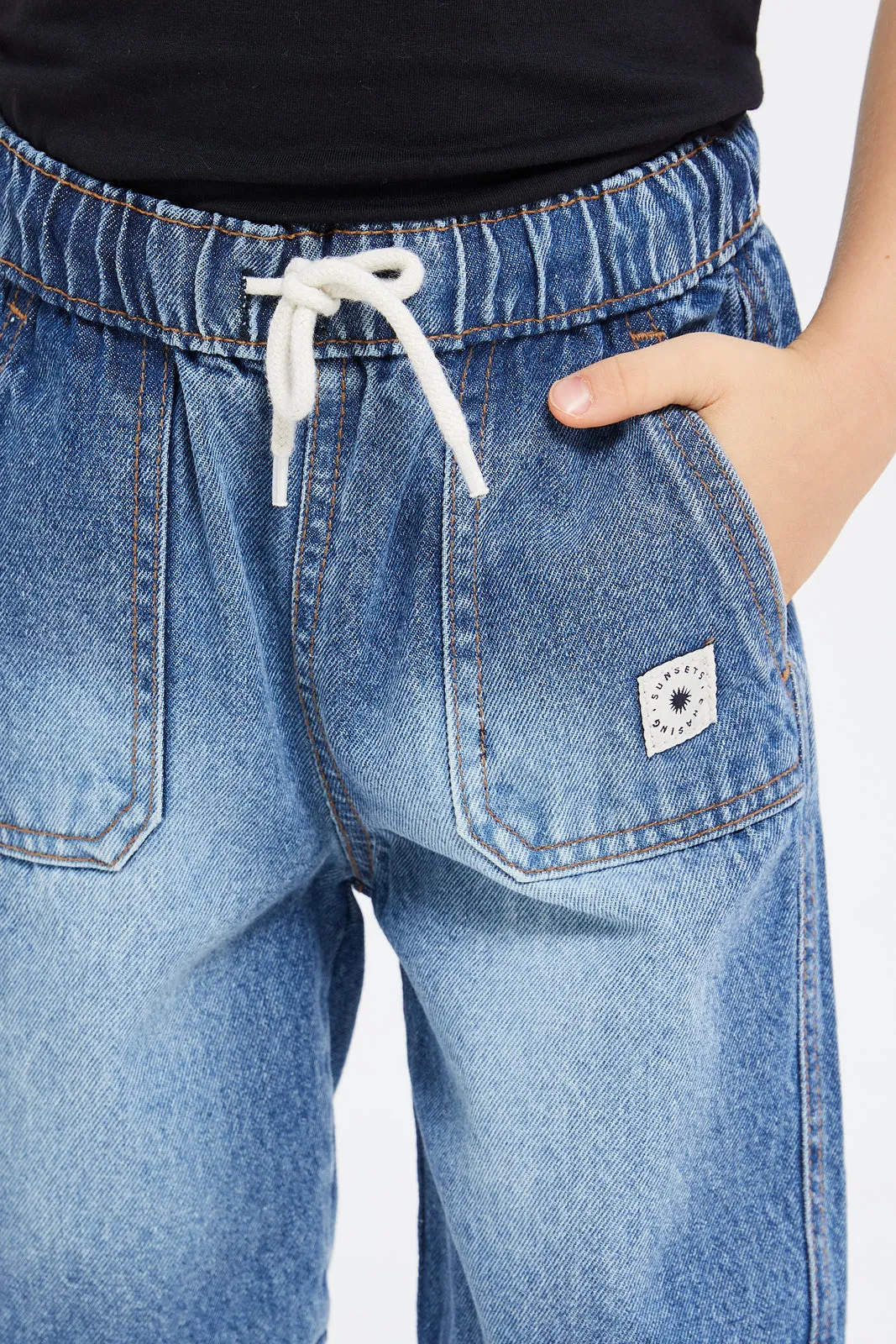 Boys Blue Plain Pull On Shorts