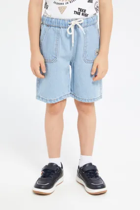 Boys Blue Plain Pull On Shorts