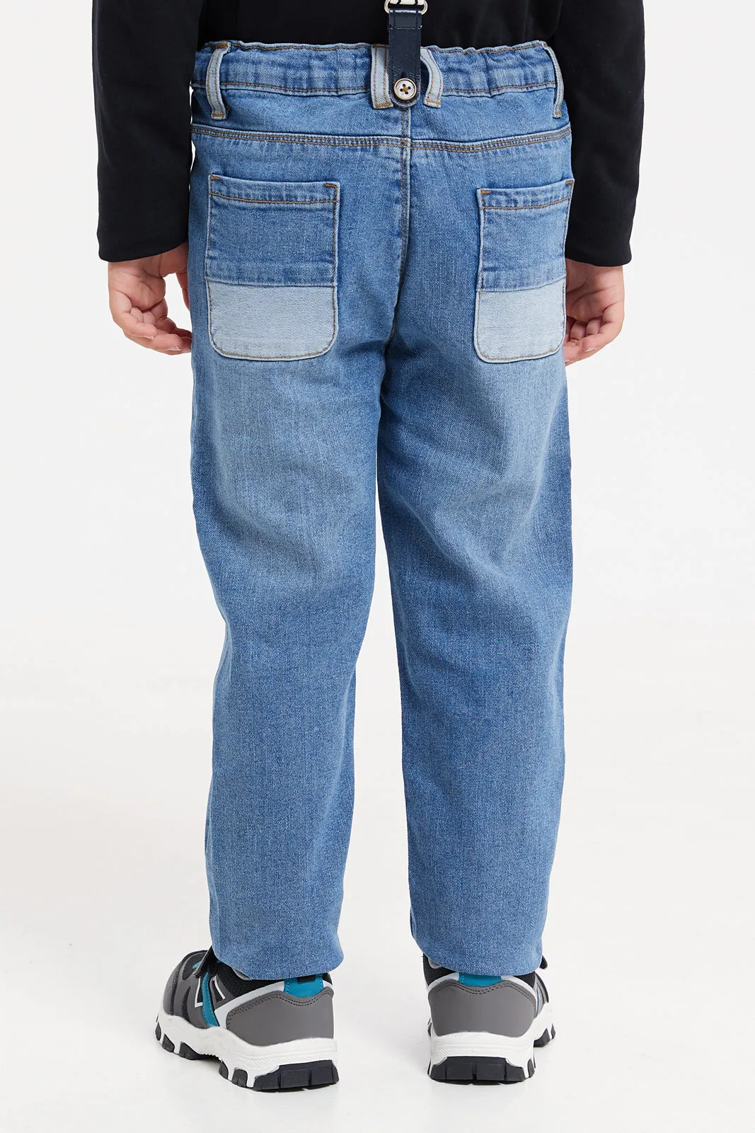 Boys Blue Suspender Pull On Jeans