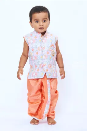 Boys Designer Dhoti Kurta for Weddings - Traditional Elegance in Peach