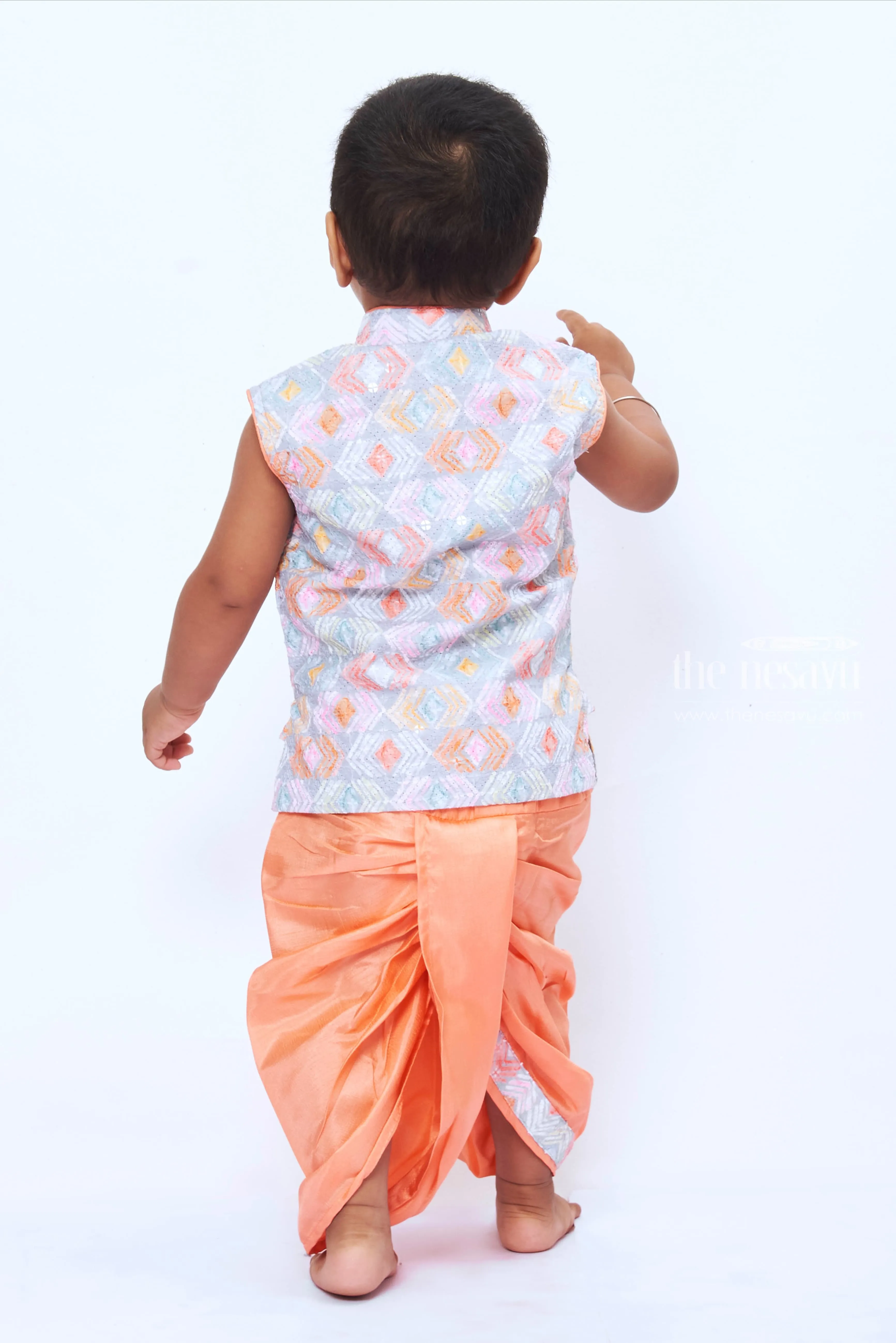 Boys Designer Dhoti Kurta for Weddings - Traditional Elegance in Peach