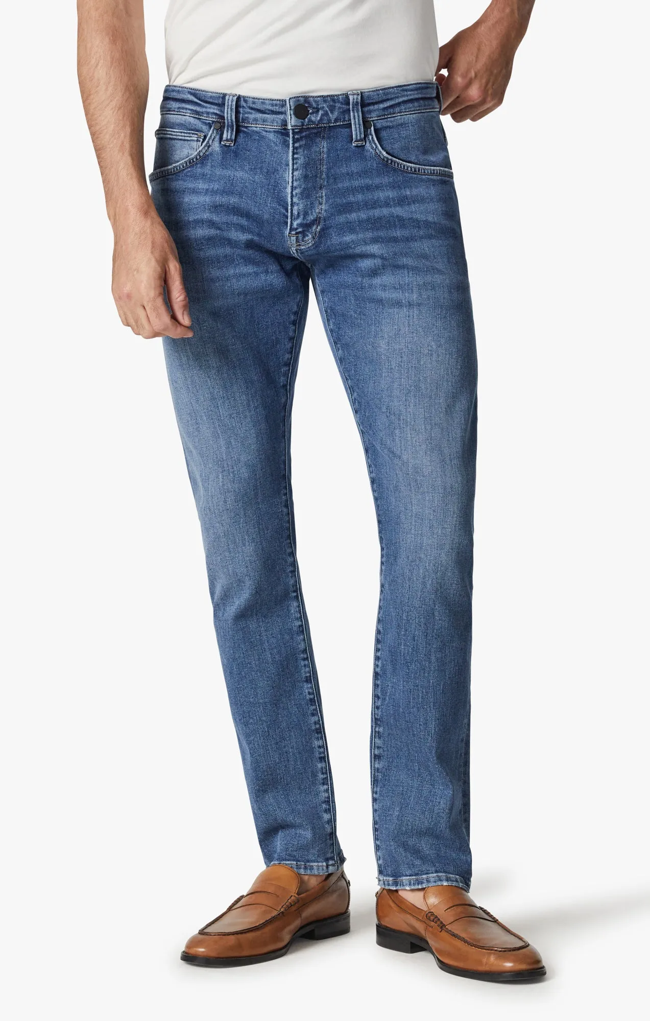 Cool Tapered Leg Jeans In Mid Blue Selvedge