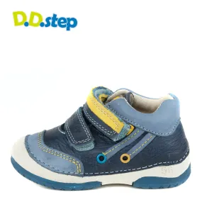 D.D. Step toddler boy shoes dark blue with yellow and blue decor size US 4-8