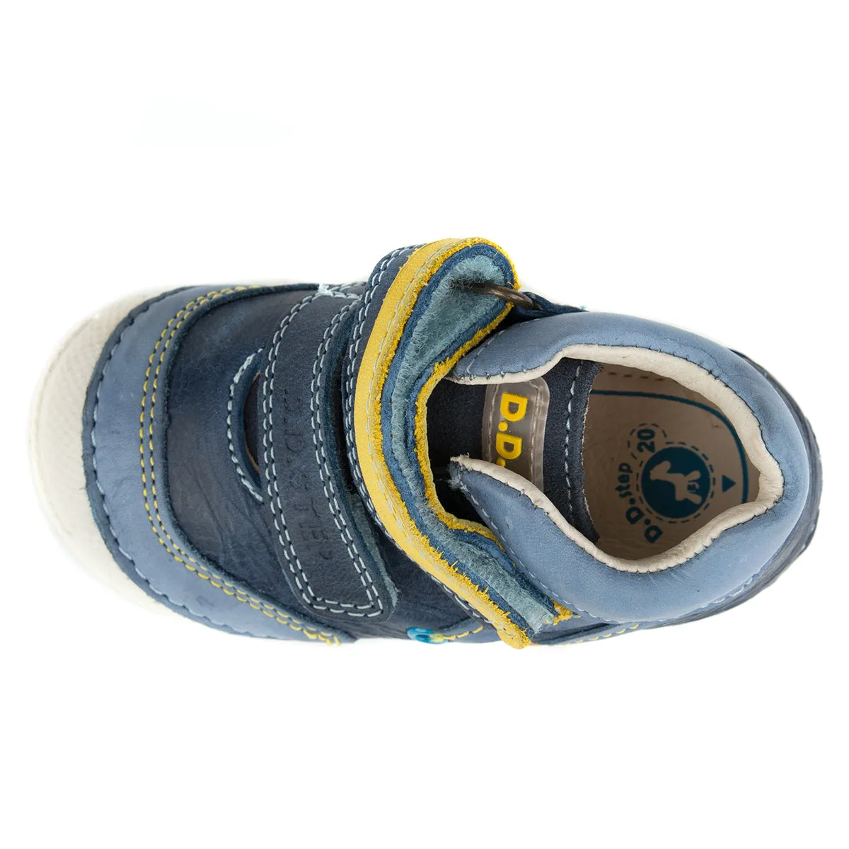 D.D. Step toddler boy shoes dark blue with yellow and blue decor size US 4-8