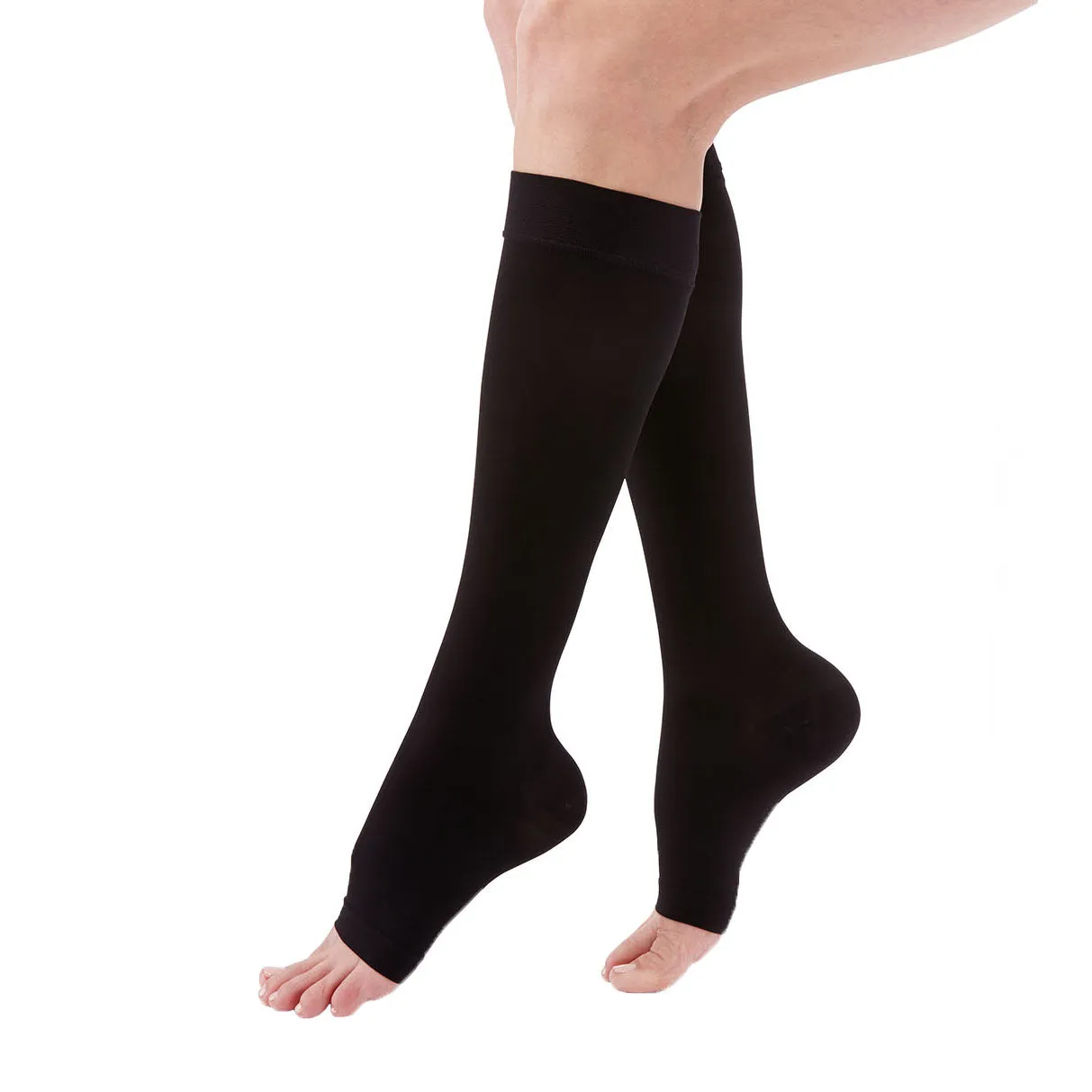 Duomed Advantage Soft Opaque Open Toe Knee Highs - 15-20 mmHg