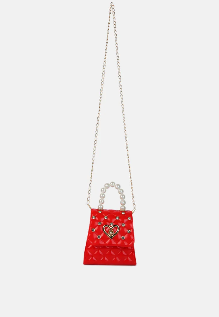 Embellished Quilted Pattern Mini Bag