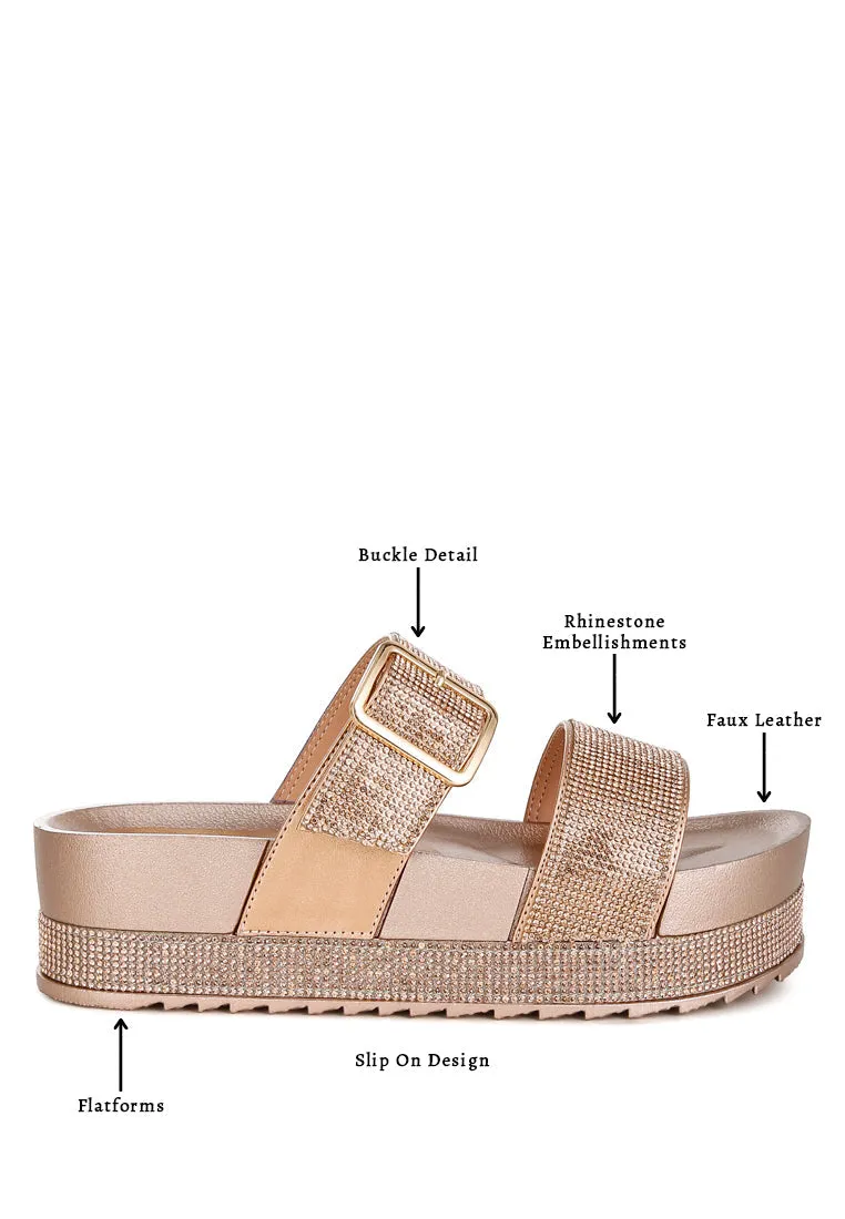 Emebllished Buckle Strap Sliders By Ruw