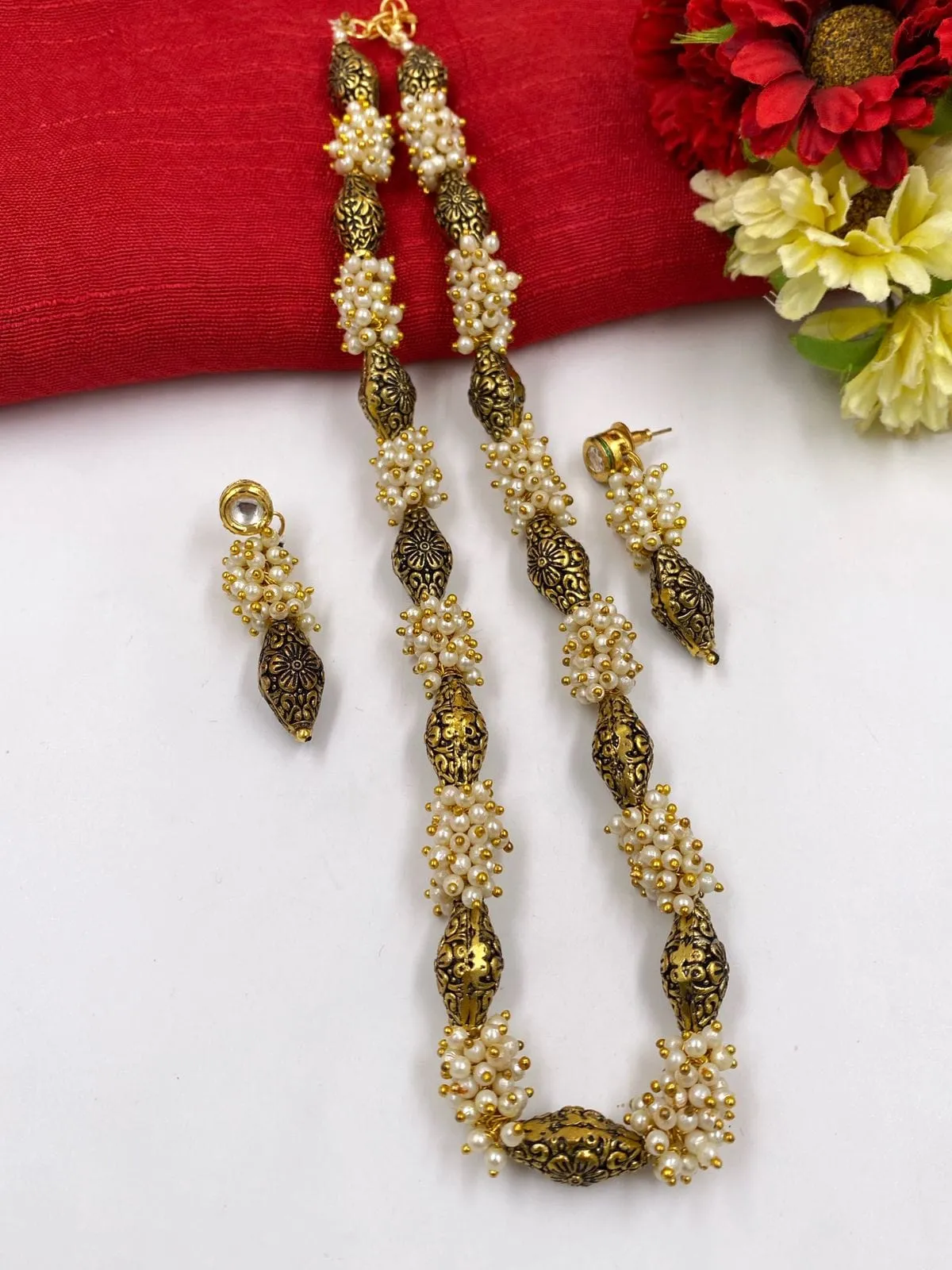 Fancy Handcrafted Antique Pearl Beads Necklace By Gehna Shop