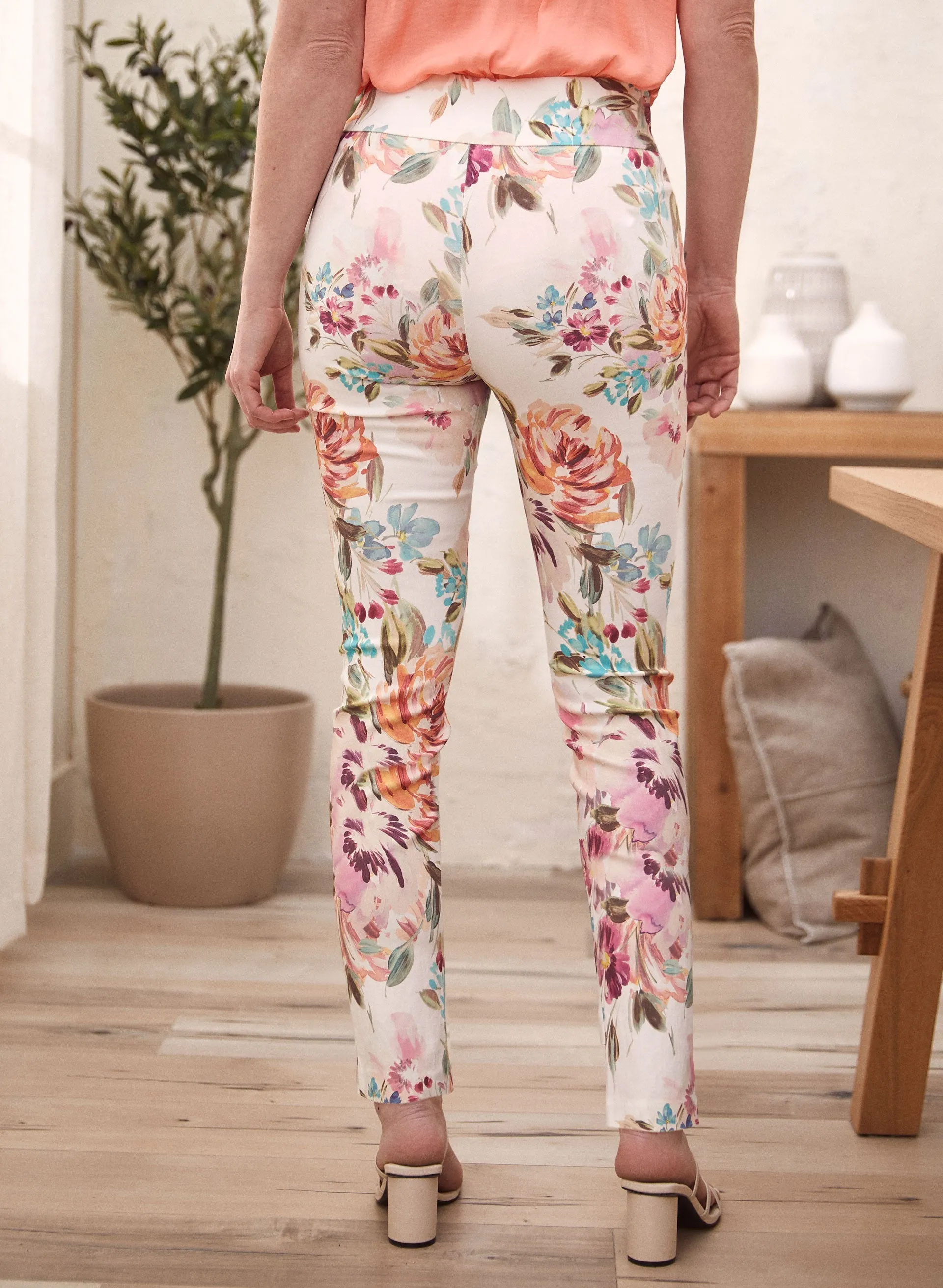 Floral Print Slim Leg Pants