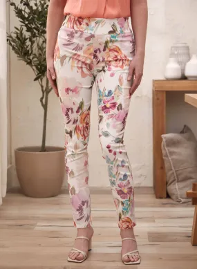 Floral Print Slim Leg Pants