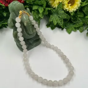 Jaipuri Milky White Color Jade Beads Necklace For Woman By Gehna Shop