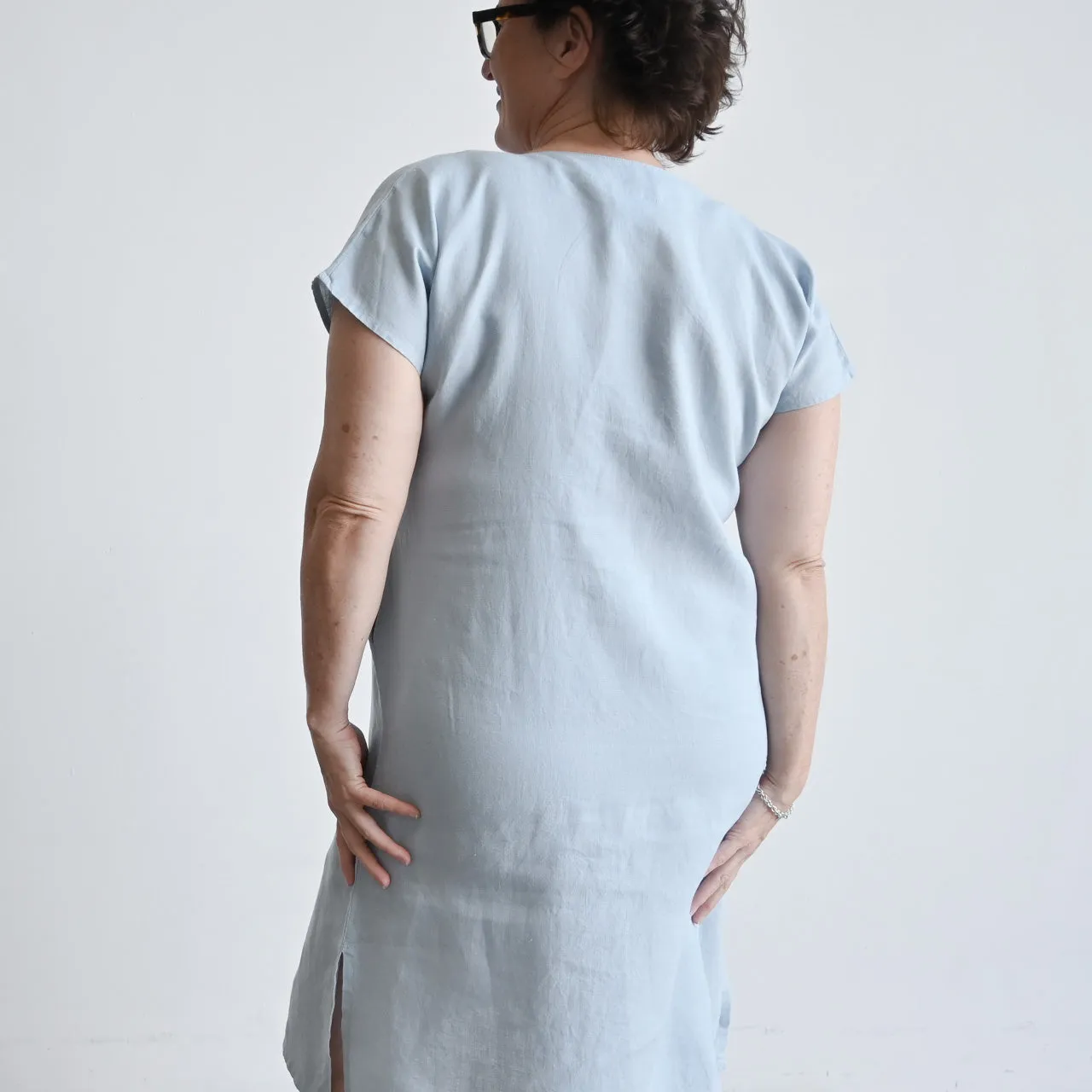 Kobomo Linen Sari Tunic Dress - Chambray Blue