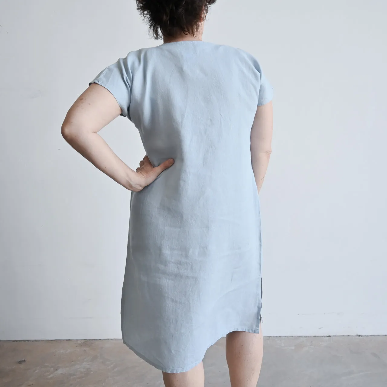 Kobomo Linen Sari Tunic Dress - Chambray Blue