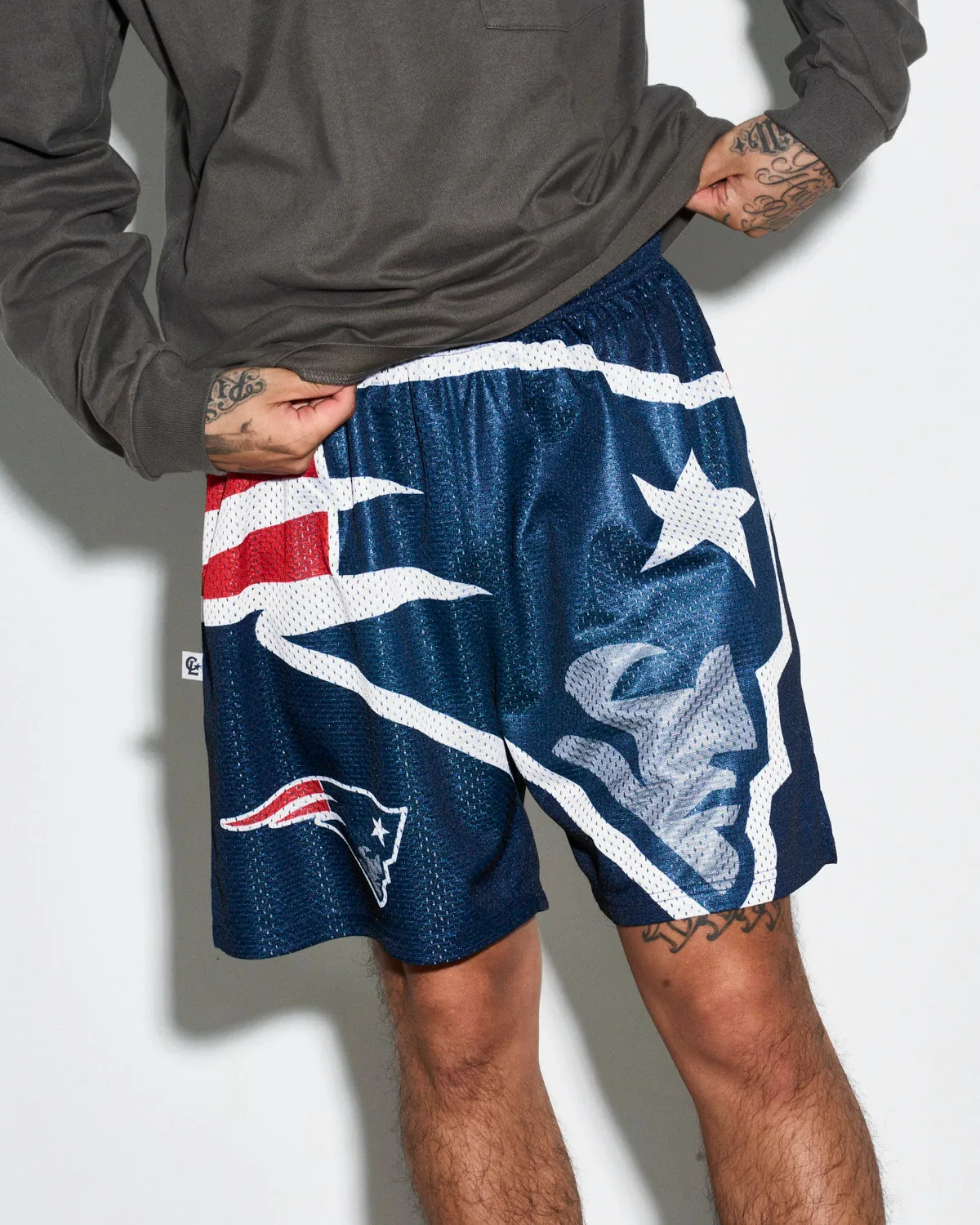 New England Patriots Big Logo Retro Shorts