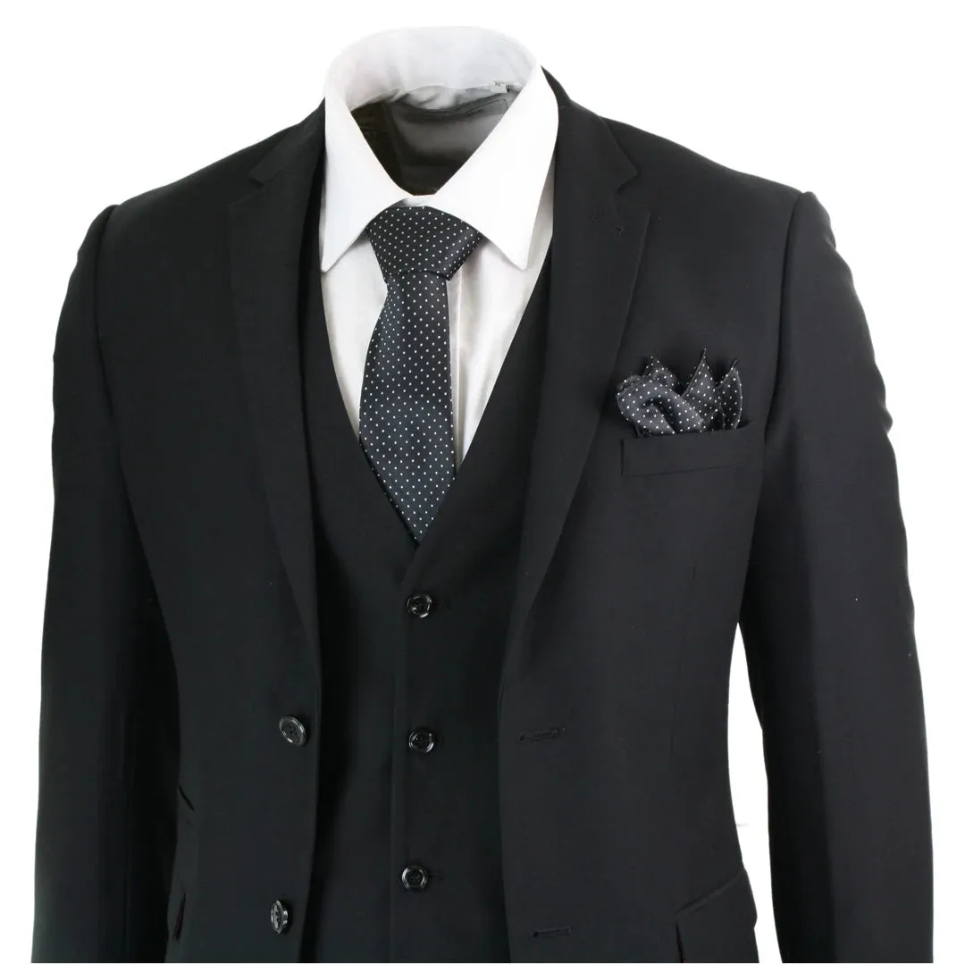 Parker - Men's 3 Piece Black Complete Classic Suit