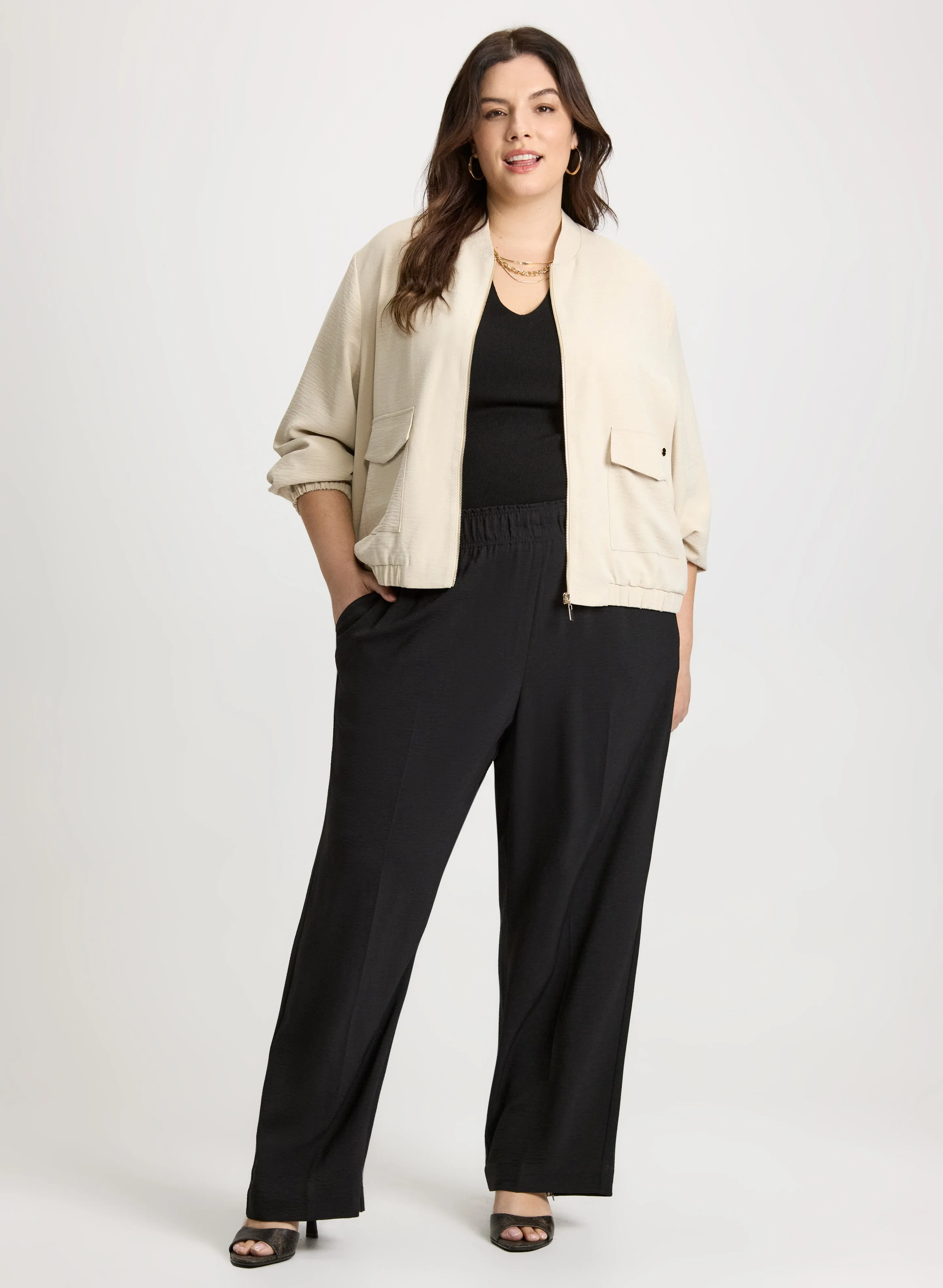 Pull-On Wide Leg Pants