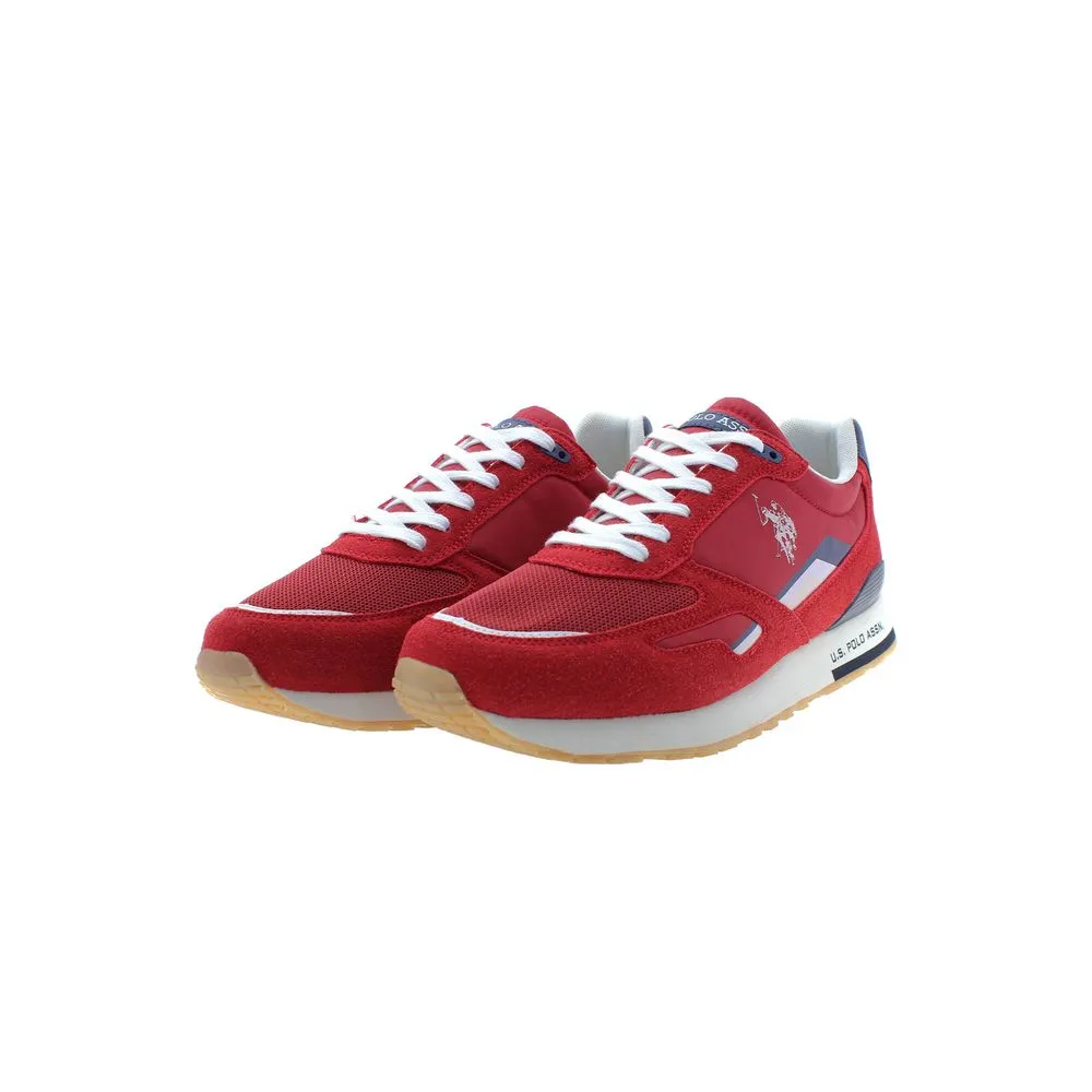 Red Polyester Men Sneaker