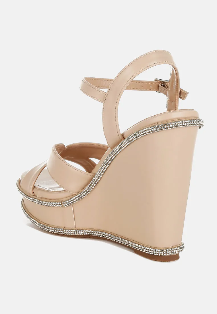 Rhinestones Embellished Wedge Sandals by RUW