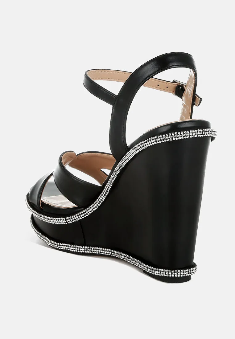 Rhinestones Embellished Wedge Sandals by RUW