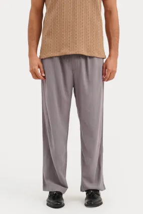 Straight Fit Linen Pull-On Trousers