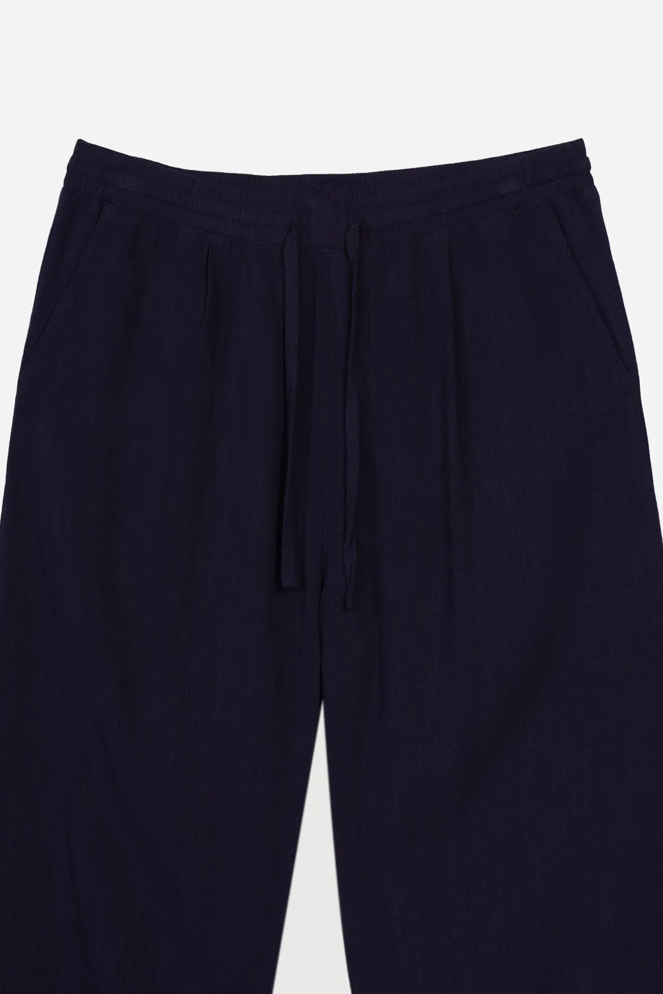 Straight Fit Linen Pull-On Trousers