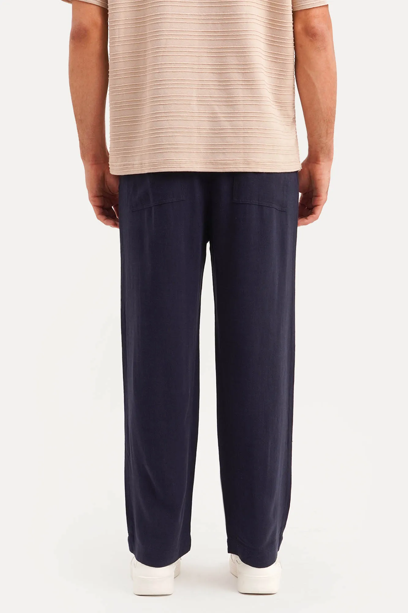 Straight Fit Linen Pull-On Trousers