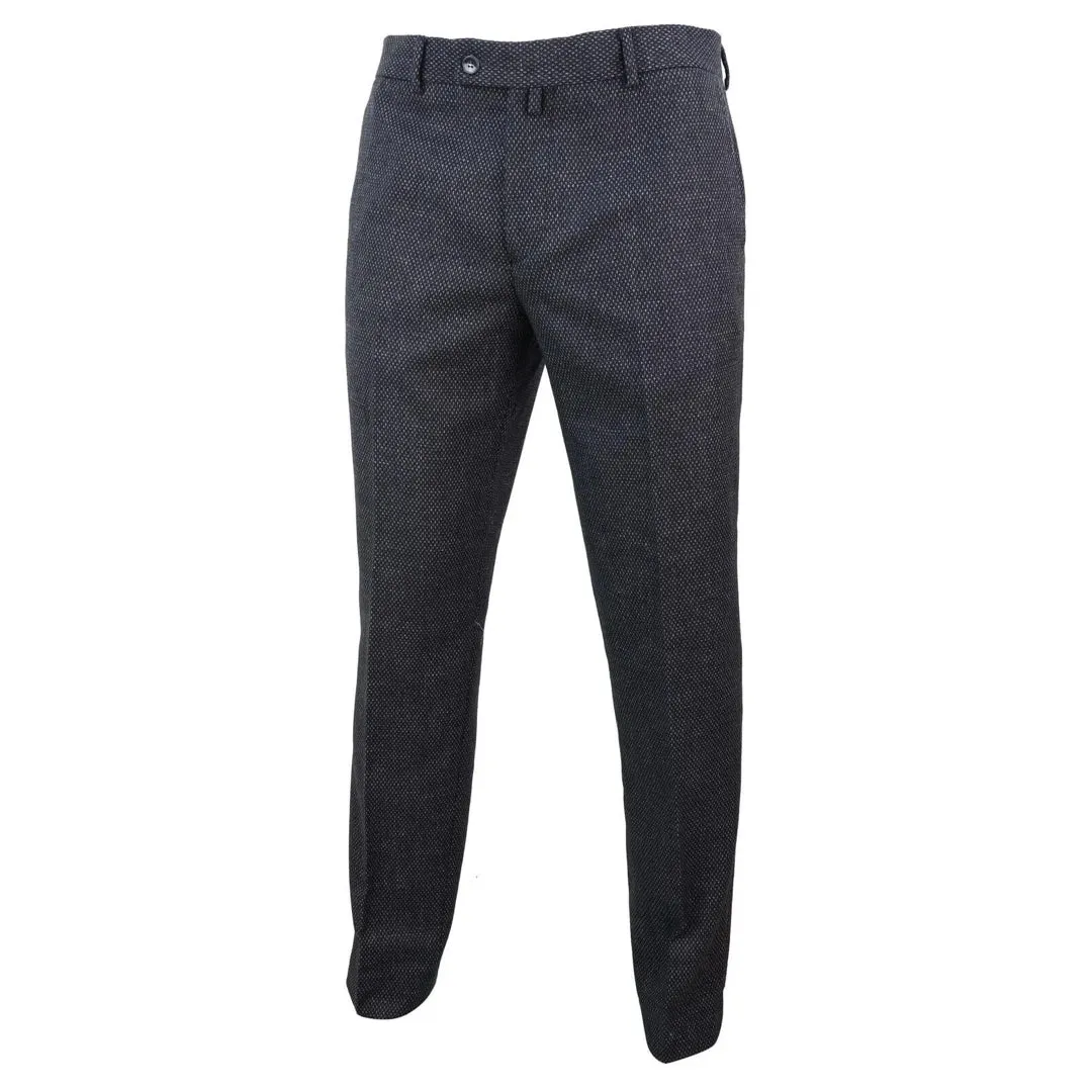 STZ14 - Men's Black Tweed Vintage Trousers