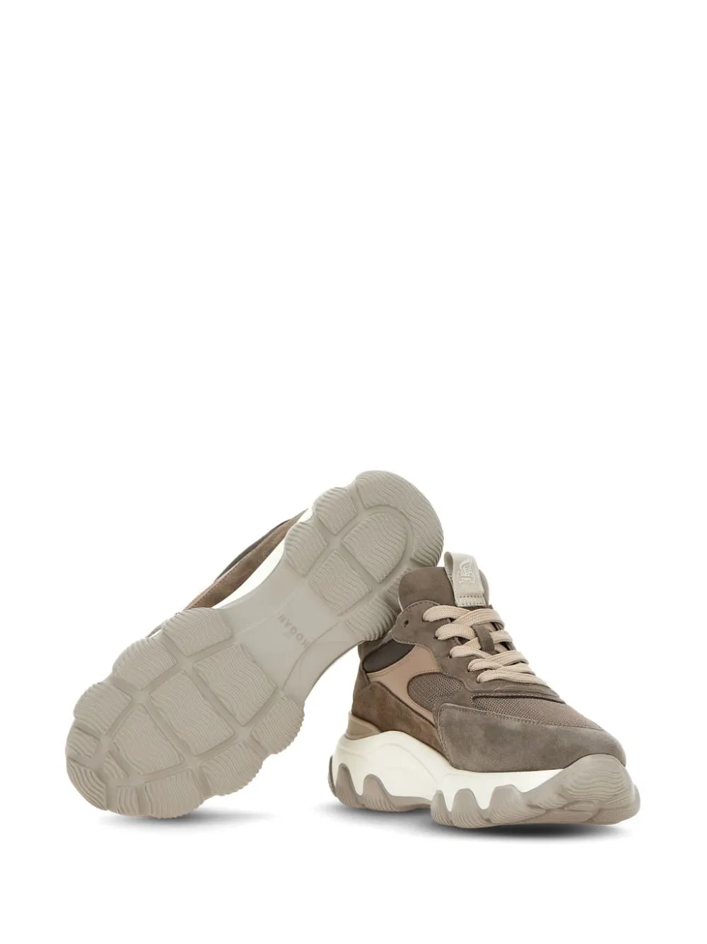 TAUPE SUEDE SNEAKERS WITH MESH DETAILING