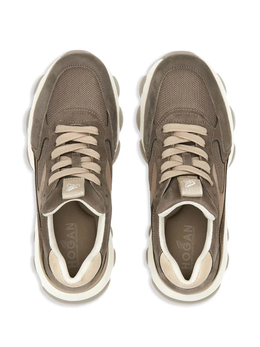 TAUPE SUEDE SNEAKERS WITH MESH DETAILING