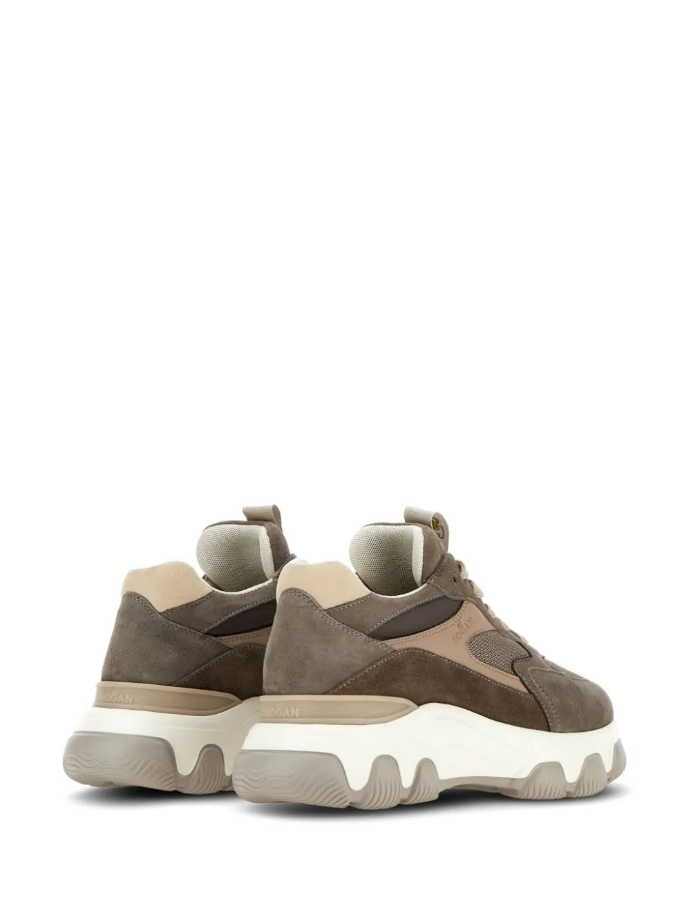 TAUPE SUEDE SNEAKERS WITH MESH DETAILING