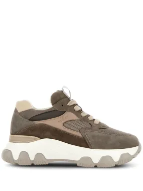 TAUPE SUEDE SNEAKERS WITH MESH DETAILING