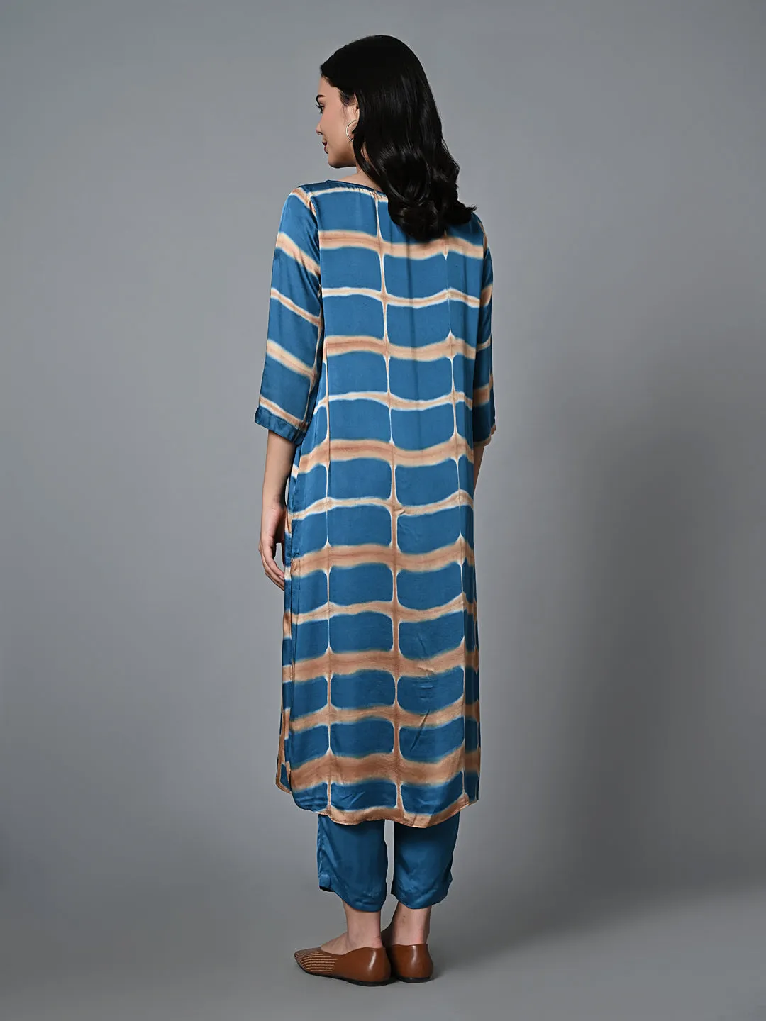 Women's Blue Viscose Modal Regular Fit Kurta