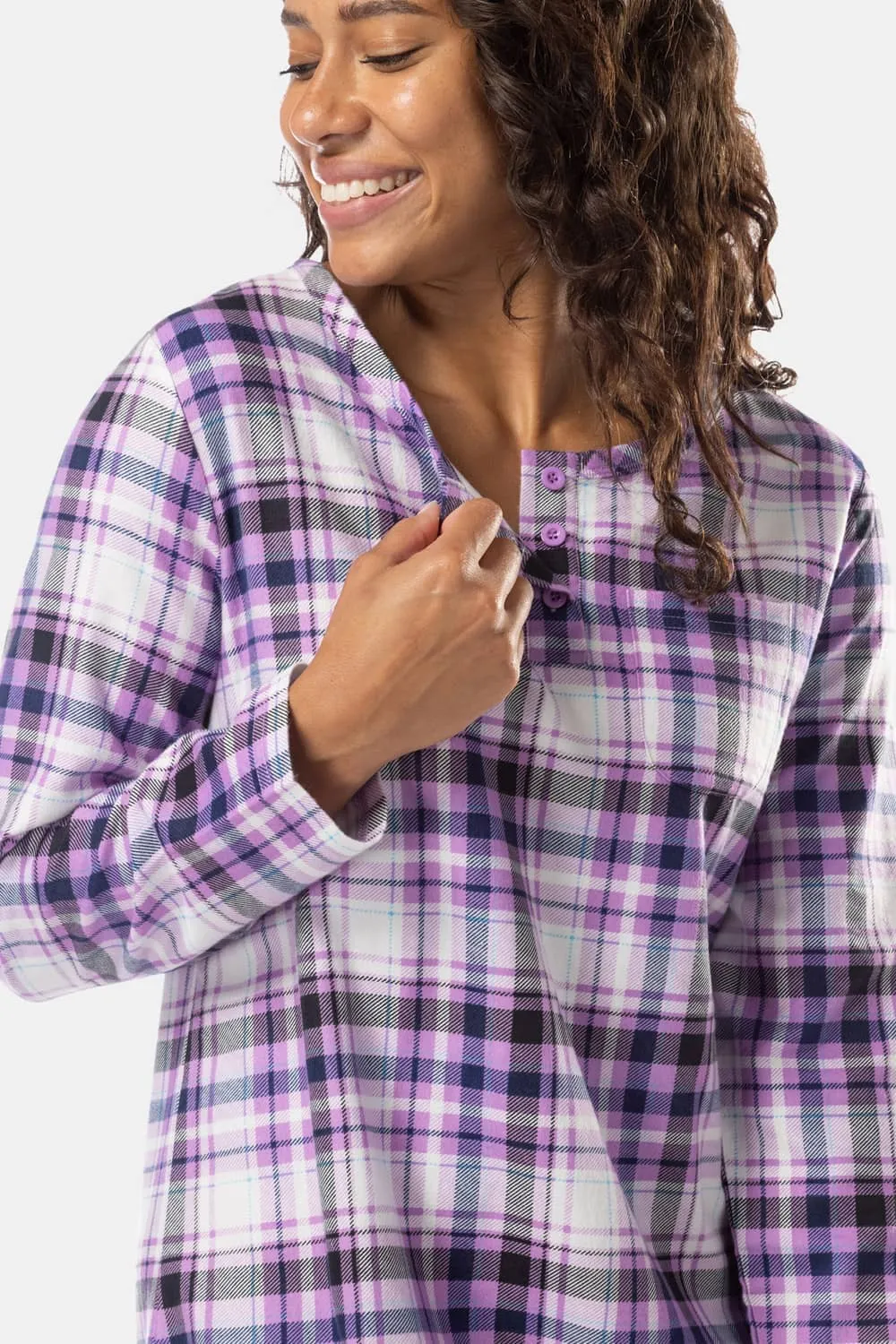 Women's EcoFlannel™ Above Knee Henley Nightshirt